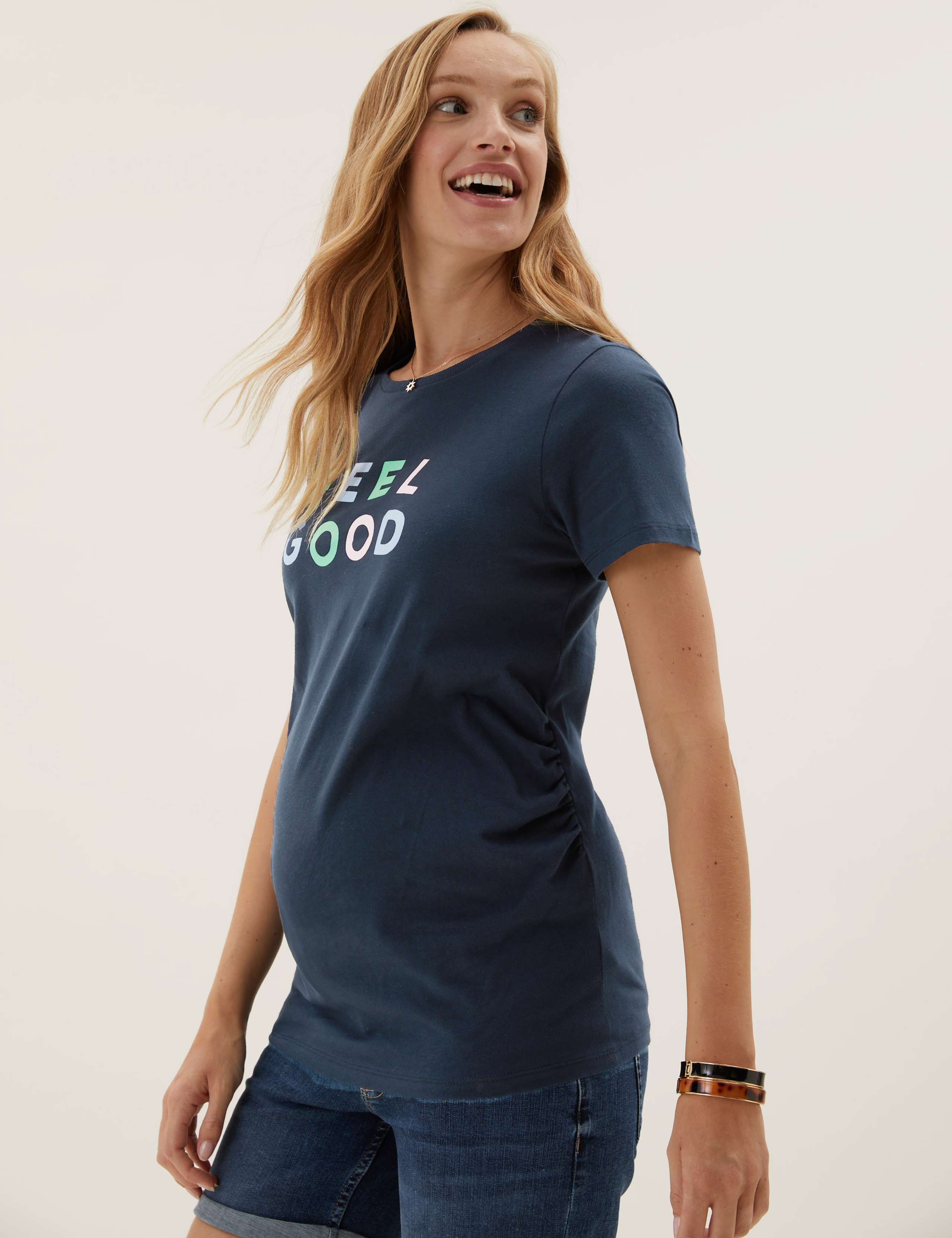 Maternity Pure Cotton Slogan T-Shirt 1 of 5