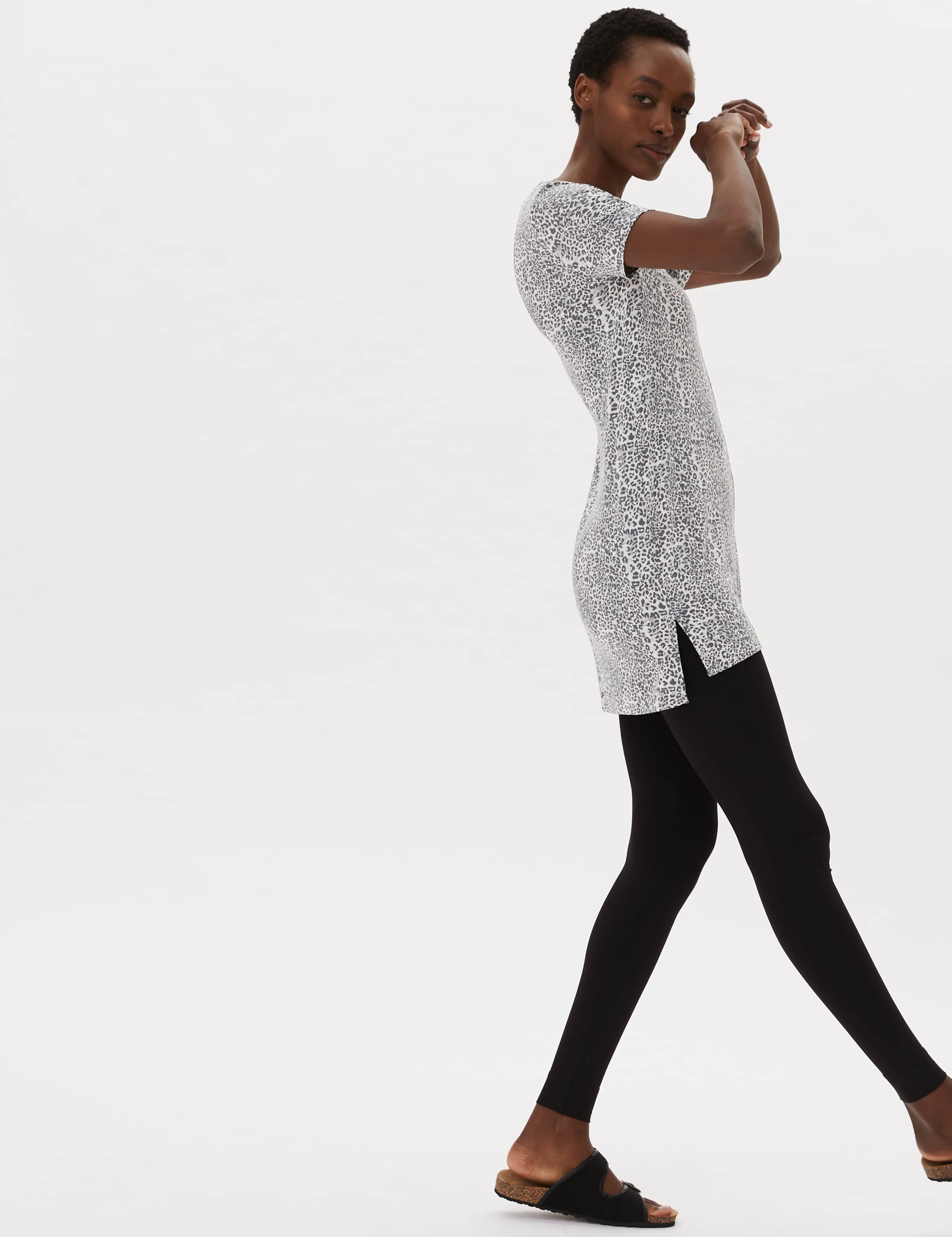 Animal Print V-Neck Longline T-shirt 1 of 6