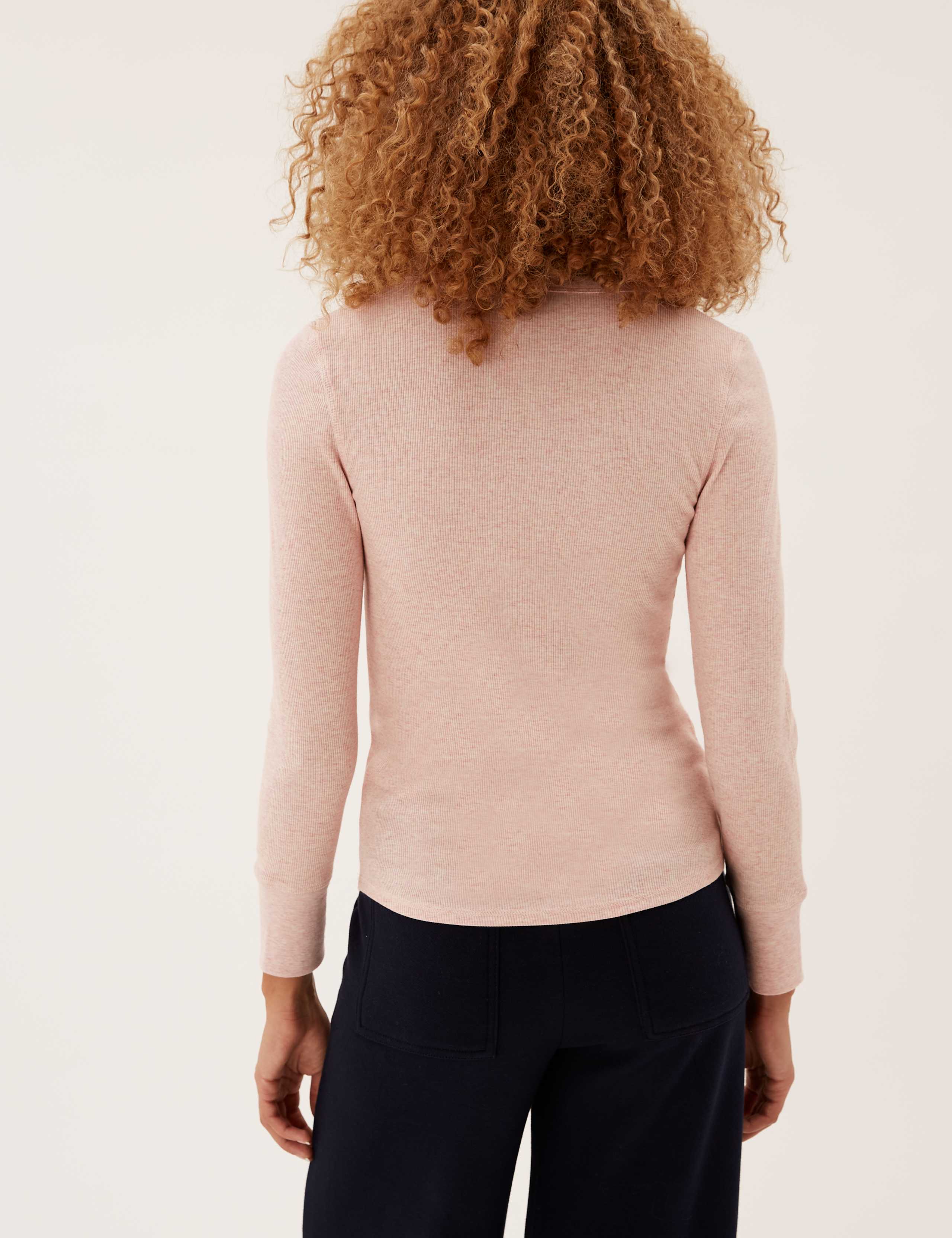 Ribbed Long Sleeve Henley Top 4 of 5