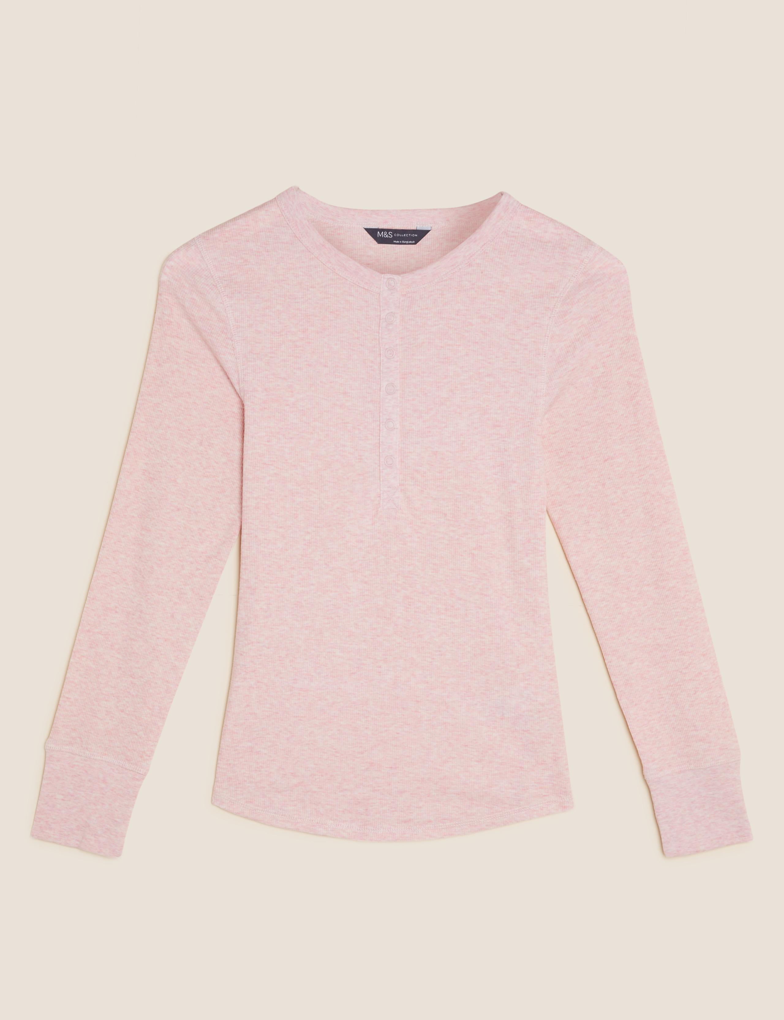Ribbed Long Sleeve Henley Top 2 of 5