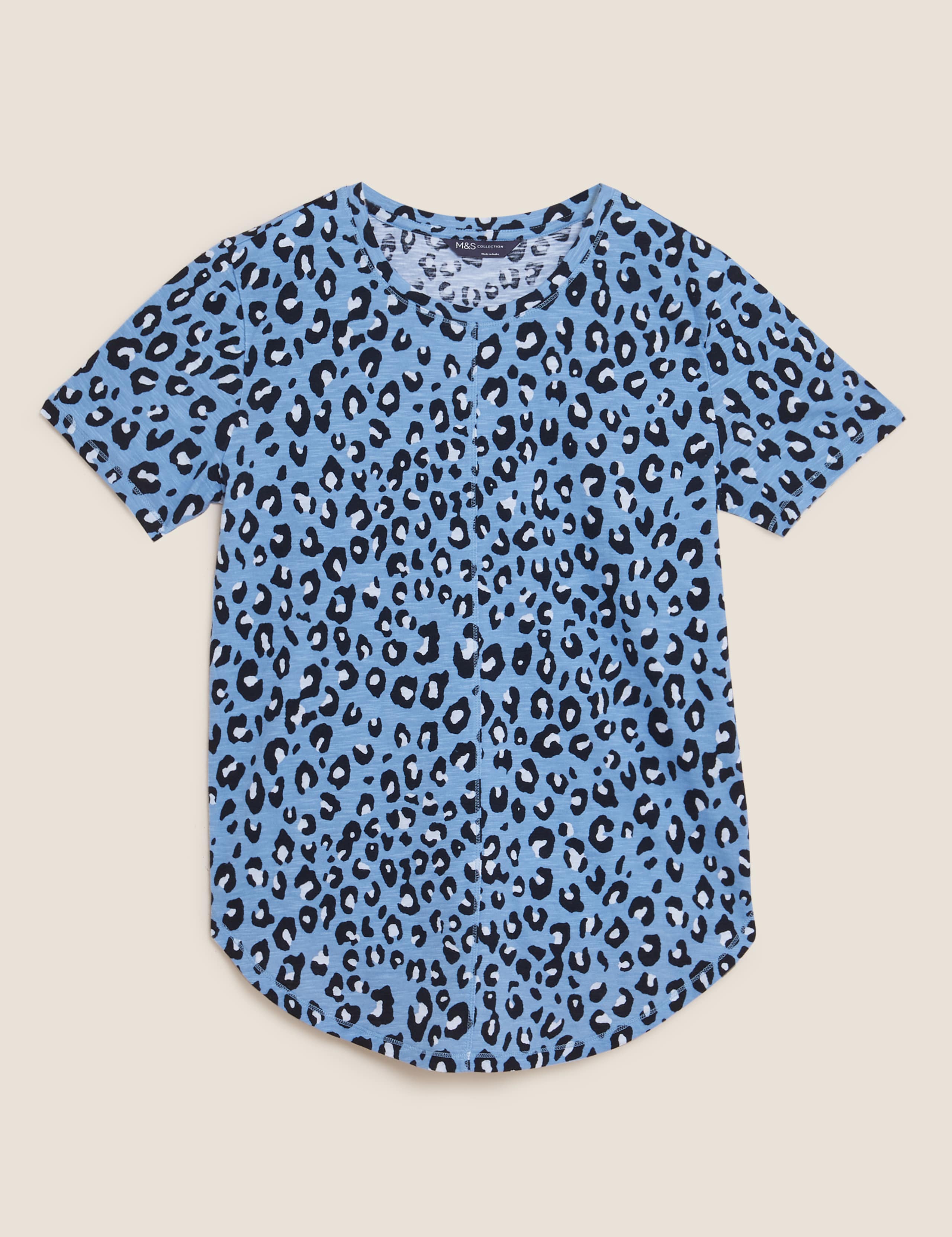 Pure Cotton Animal Print Longline T-Shirt | M&S Collection