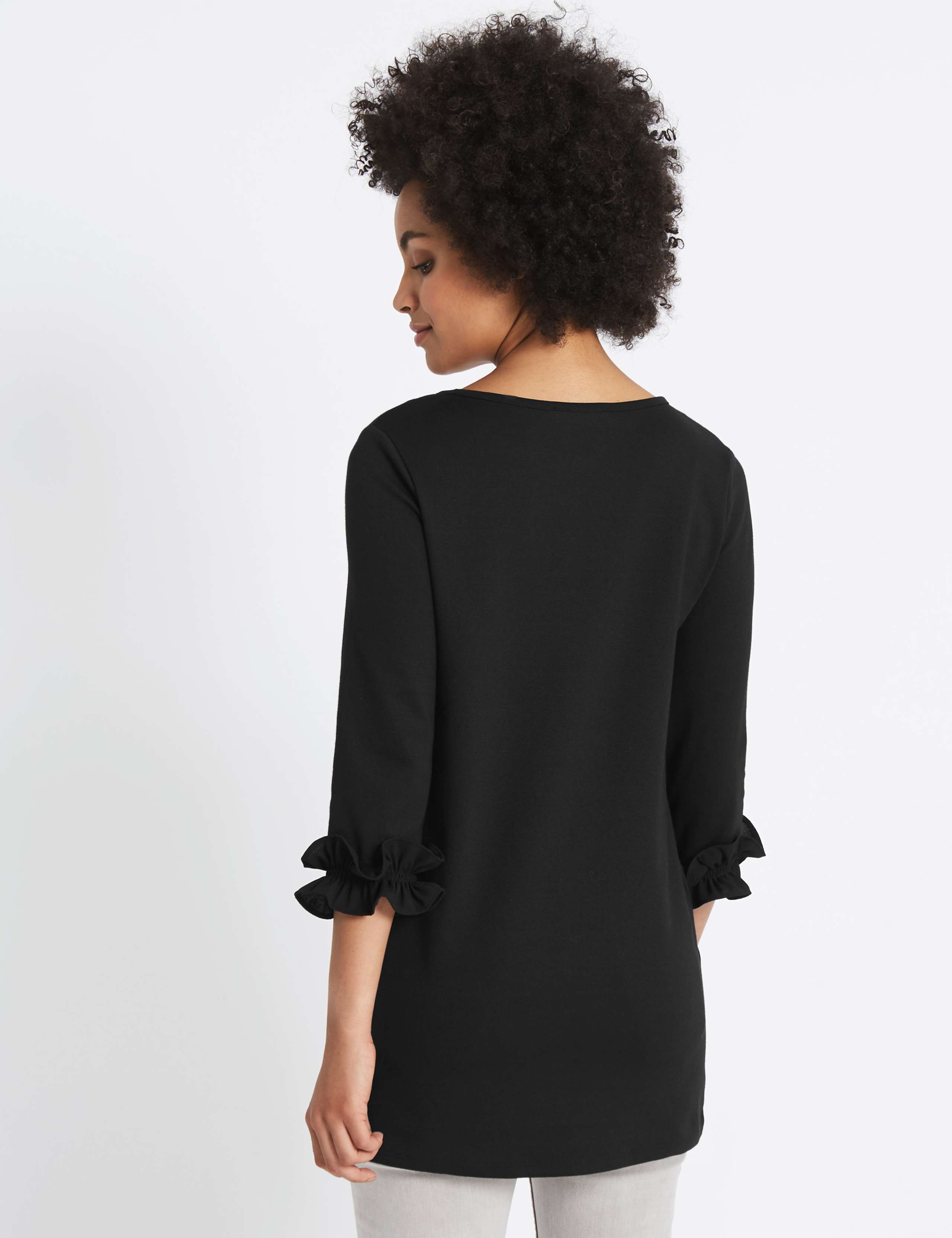 Cotton Rich Ruffle Cuff 3/4 Sleeve Tunic 4 of 5