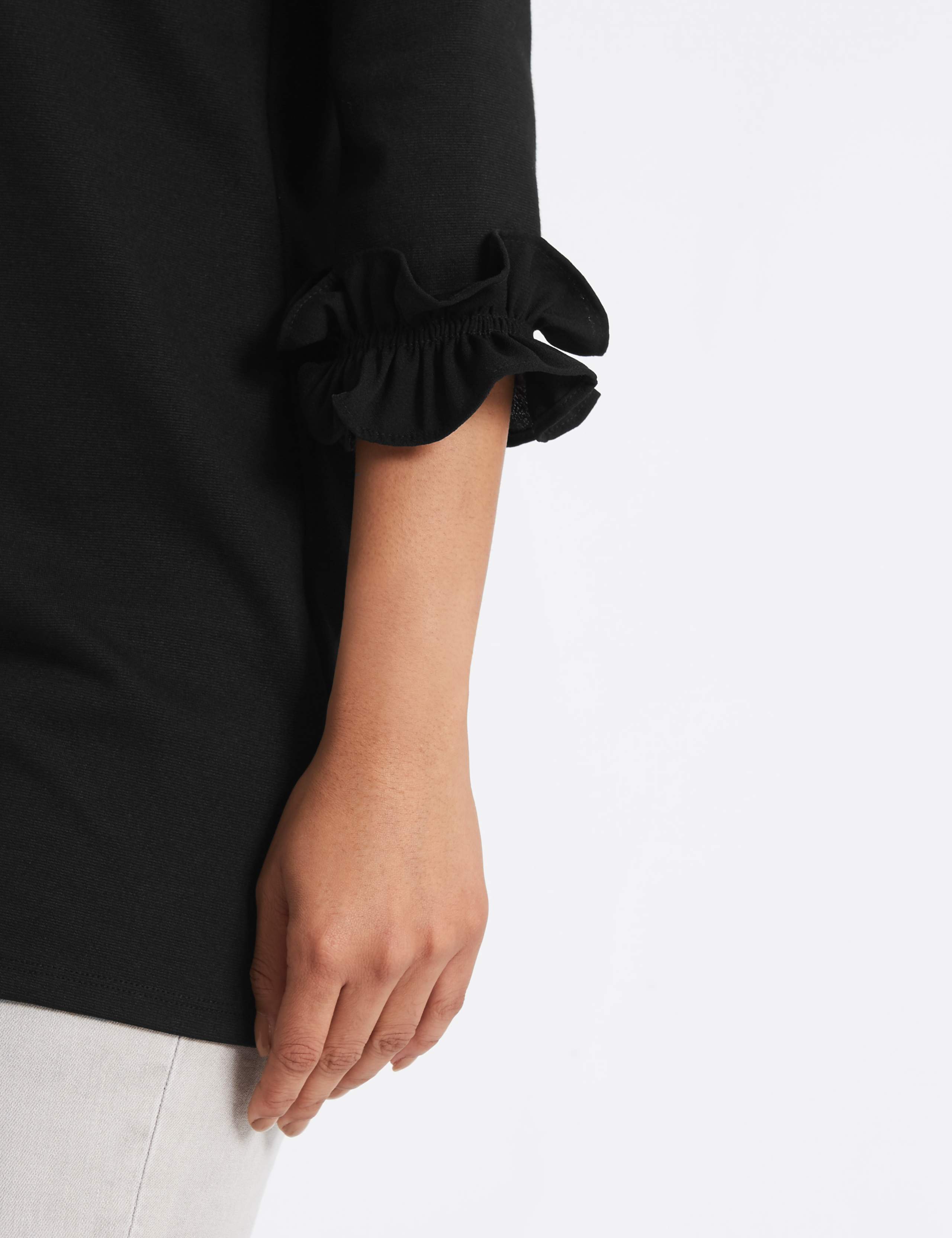 Cotton Rich Ruffle Cuff 3/4 Sleeve Tunic 5 of 5