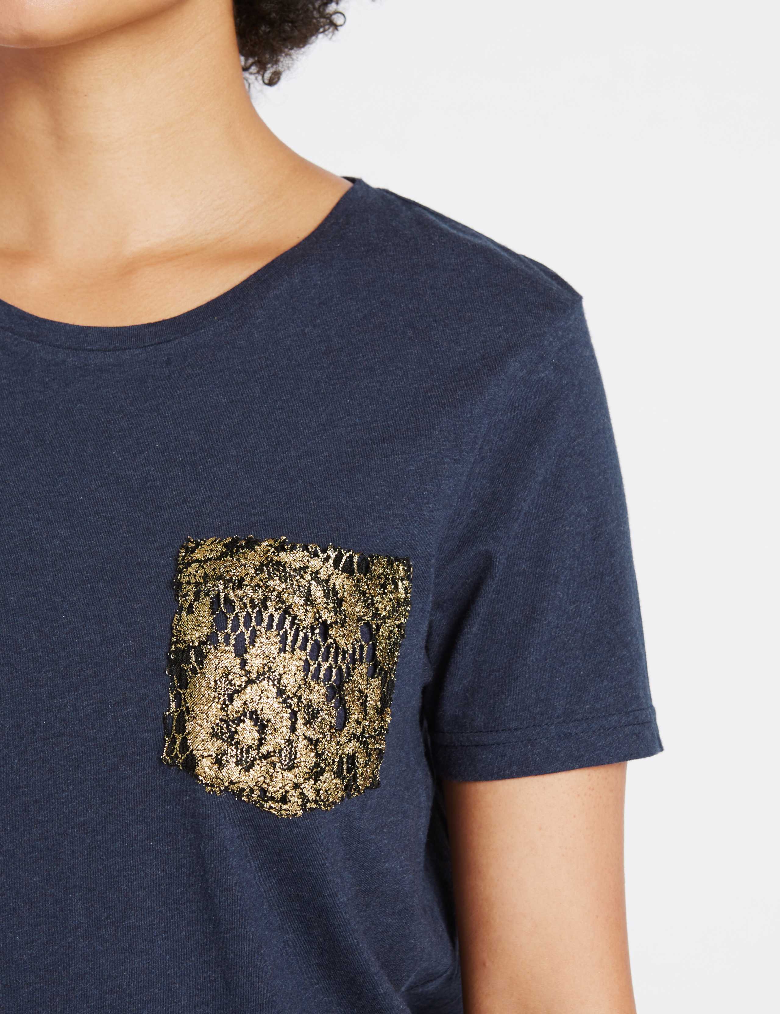 Pure Cotton Lace Pocket Short Sleeve T-Shirt 5 of 5