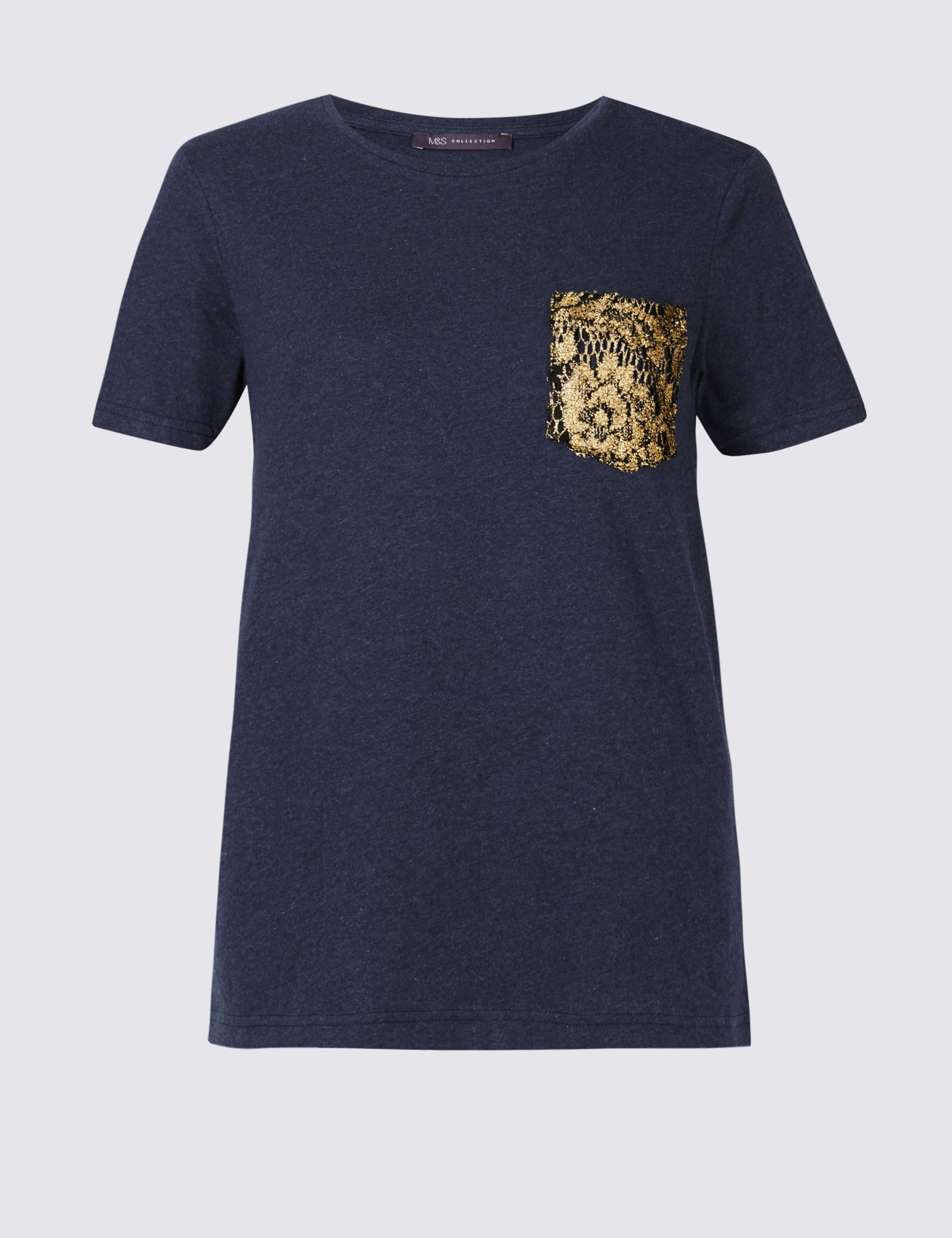 Pure Cotton Lace Pocket Short Sleeve T-Shirt 2 of 5