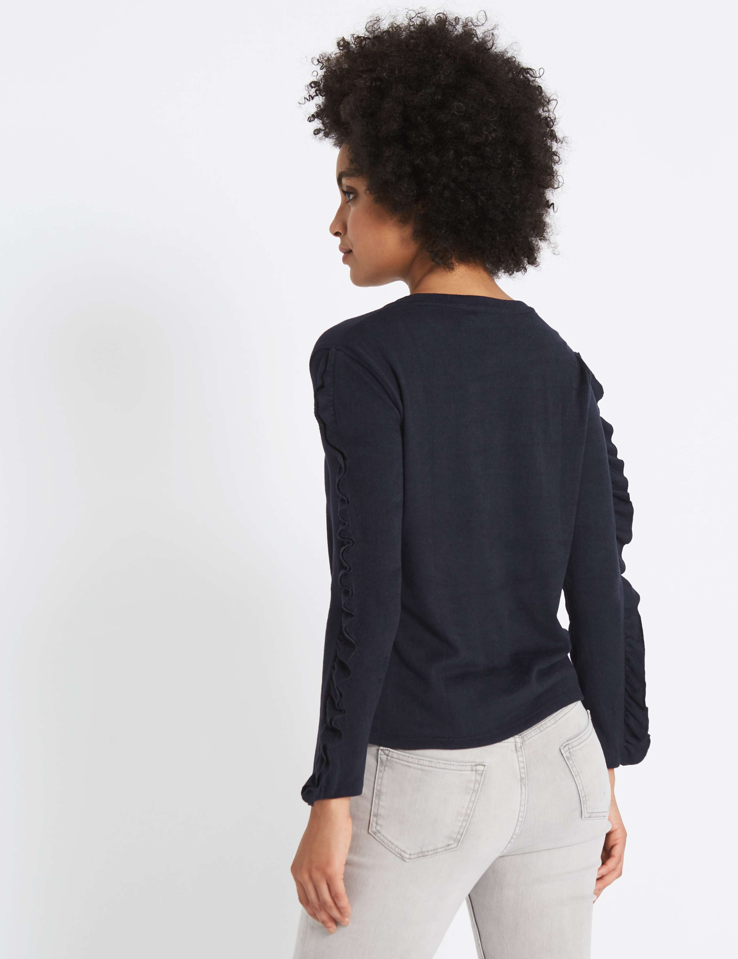 Round Neck Ruffle Sleeve Sweatshirt 4 of 5