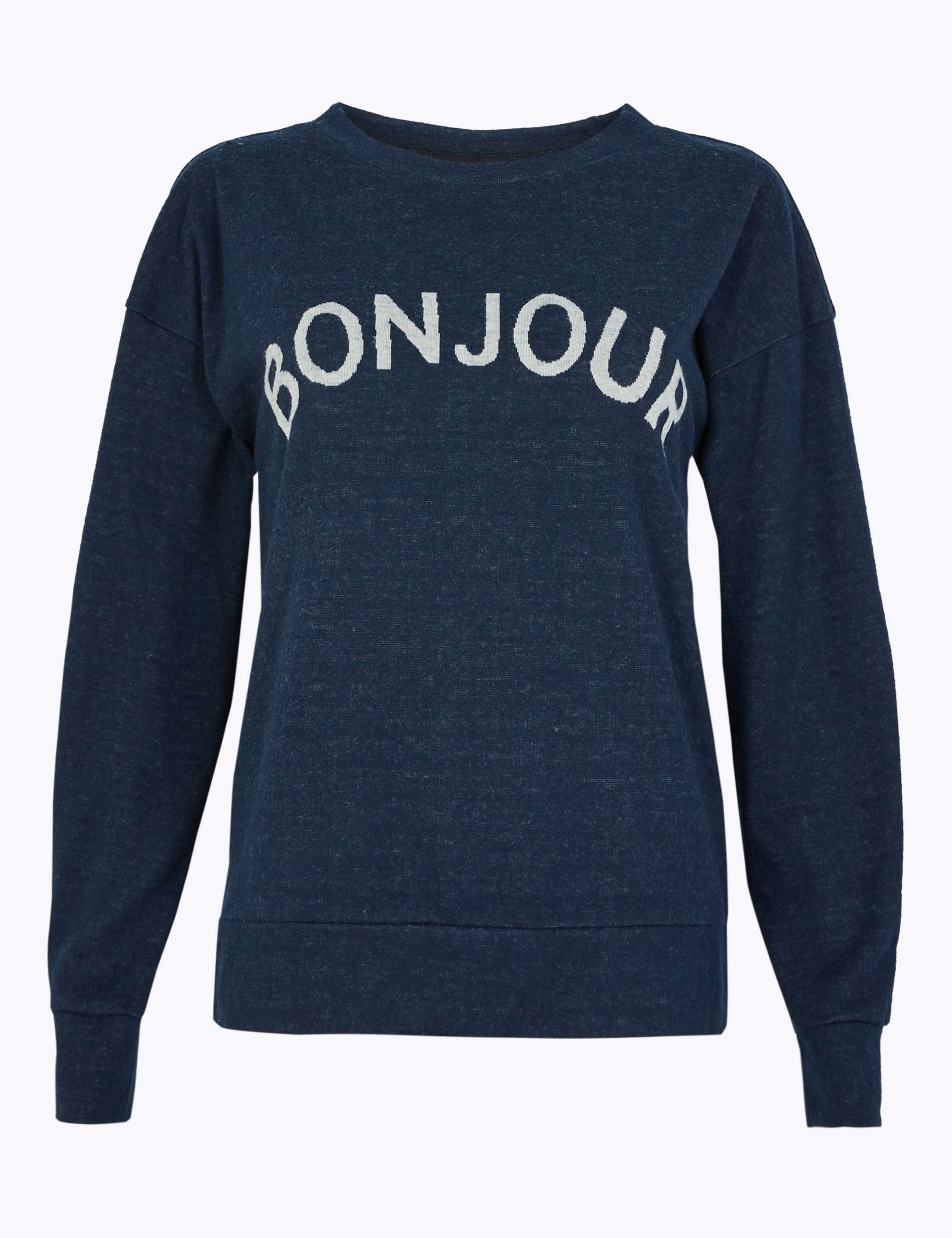 Bonjour Slogan Straight Fit Sweatshirt 2 of 4