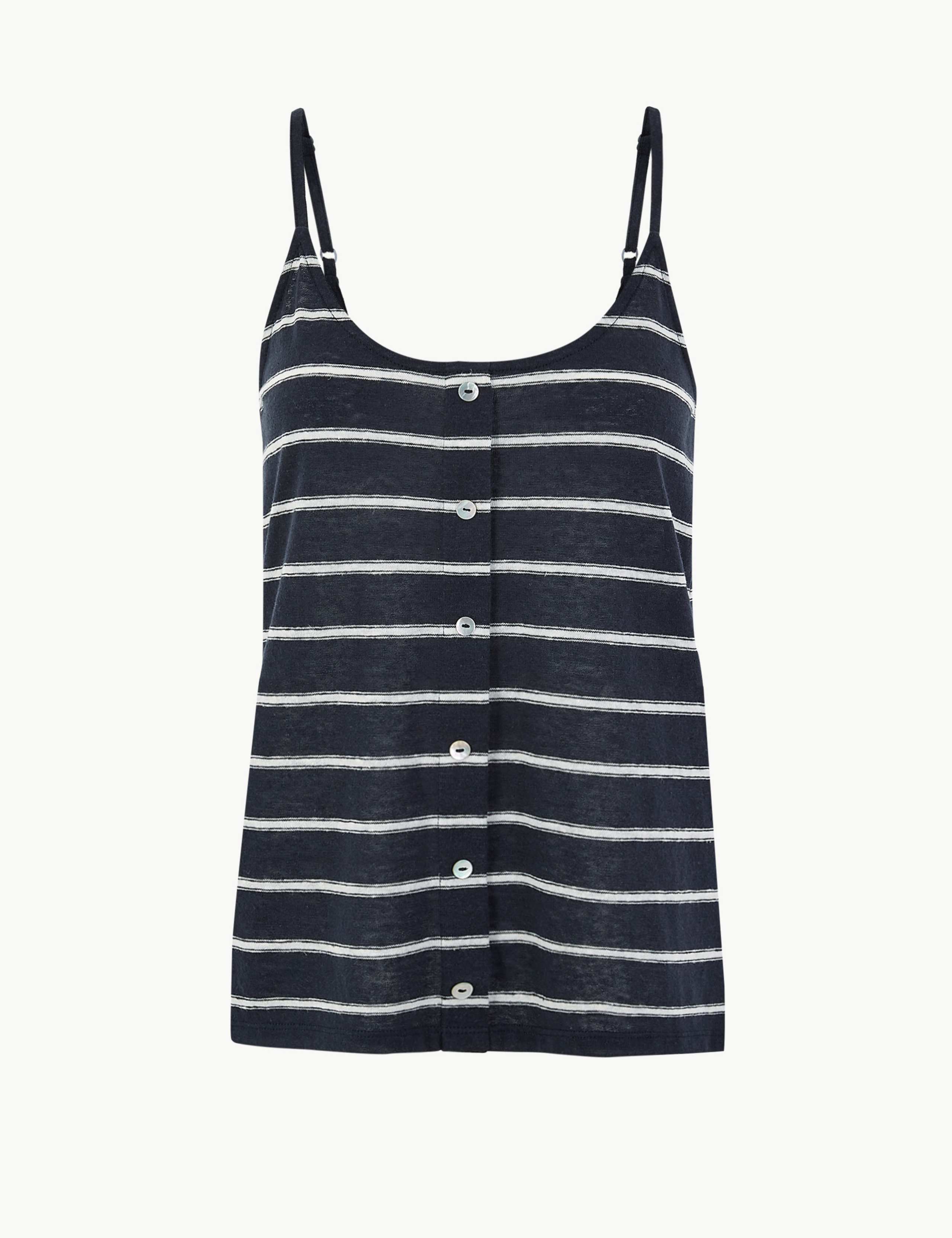 Linen Blend Striped Regular Fit Camisole Top 2 of 4