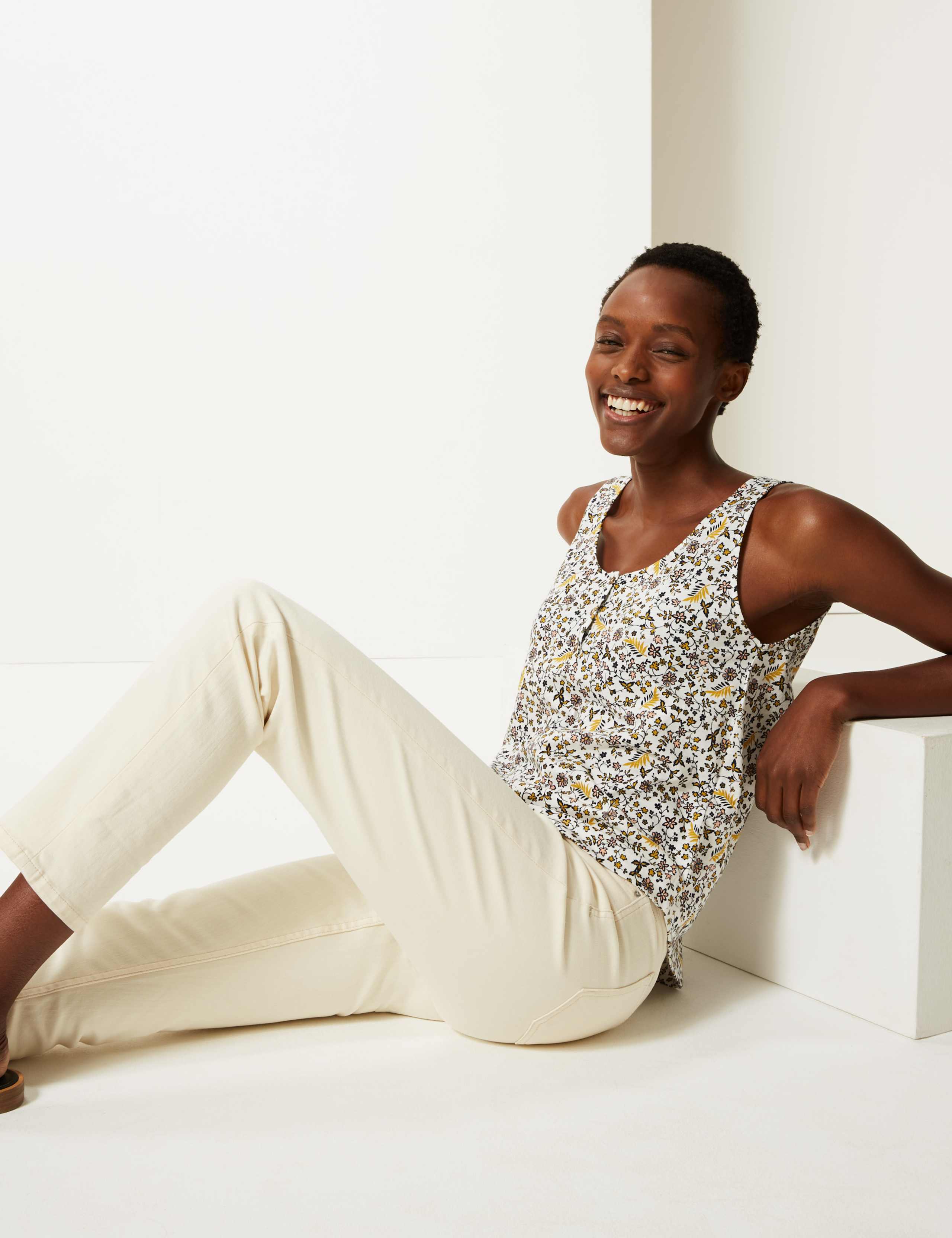 Pure Cotton Floral Relaxed Fit Vest Top 3 of 4