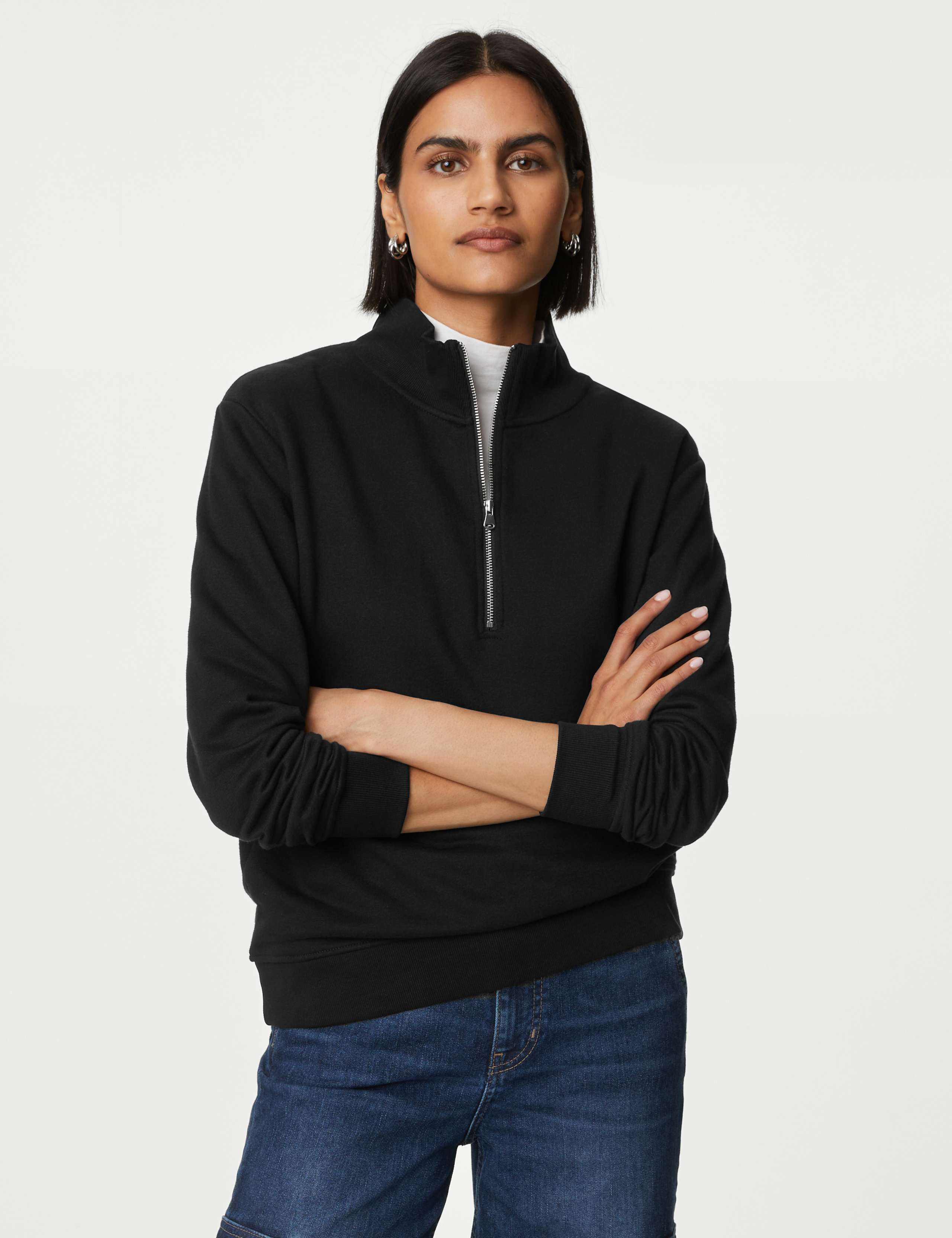 Cotton Rich Half Zip Sweatshirt 1 of 5