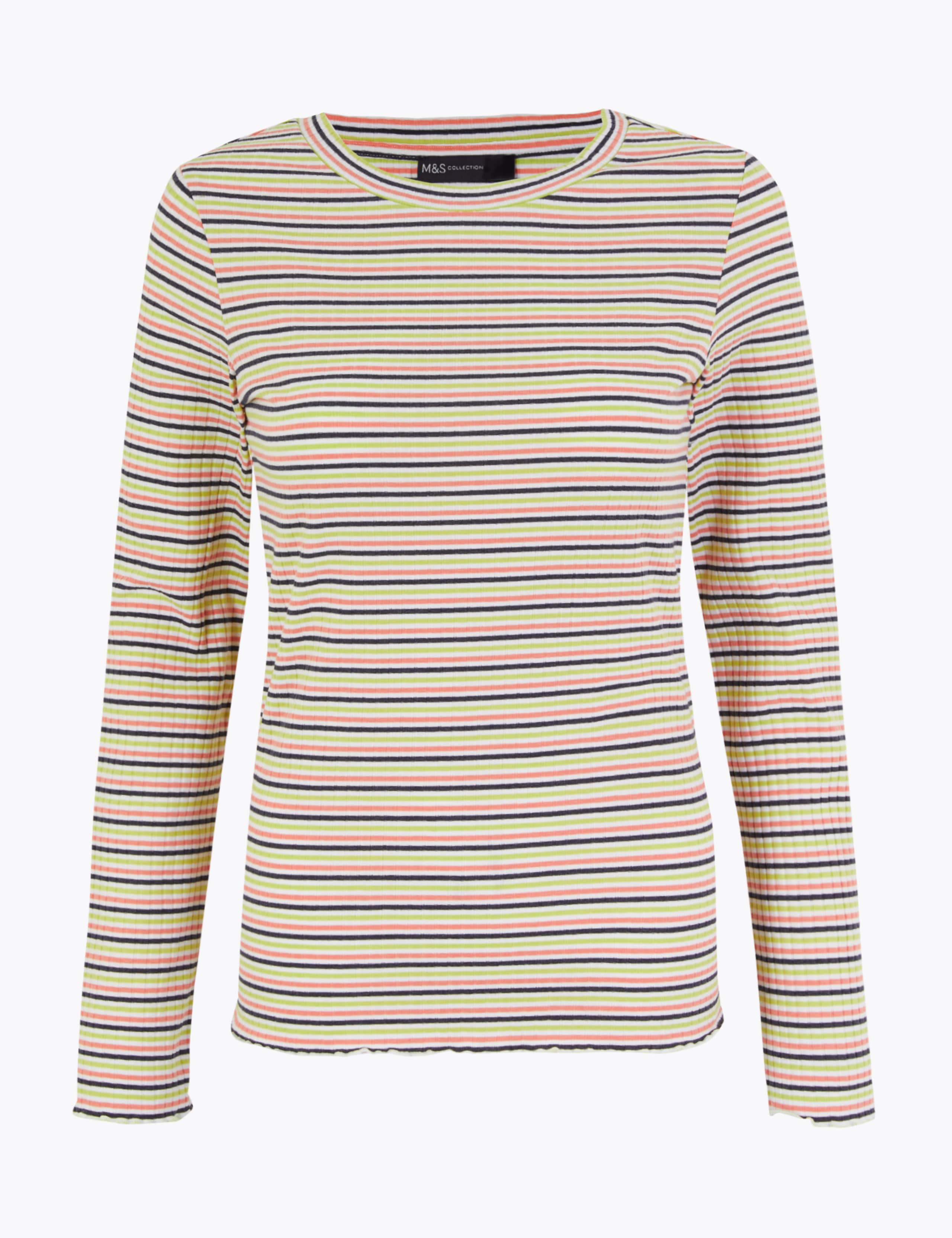 Striped Ribbed Fitted Long Sleeve Top 2 of 4