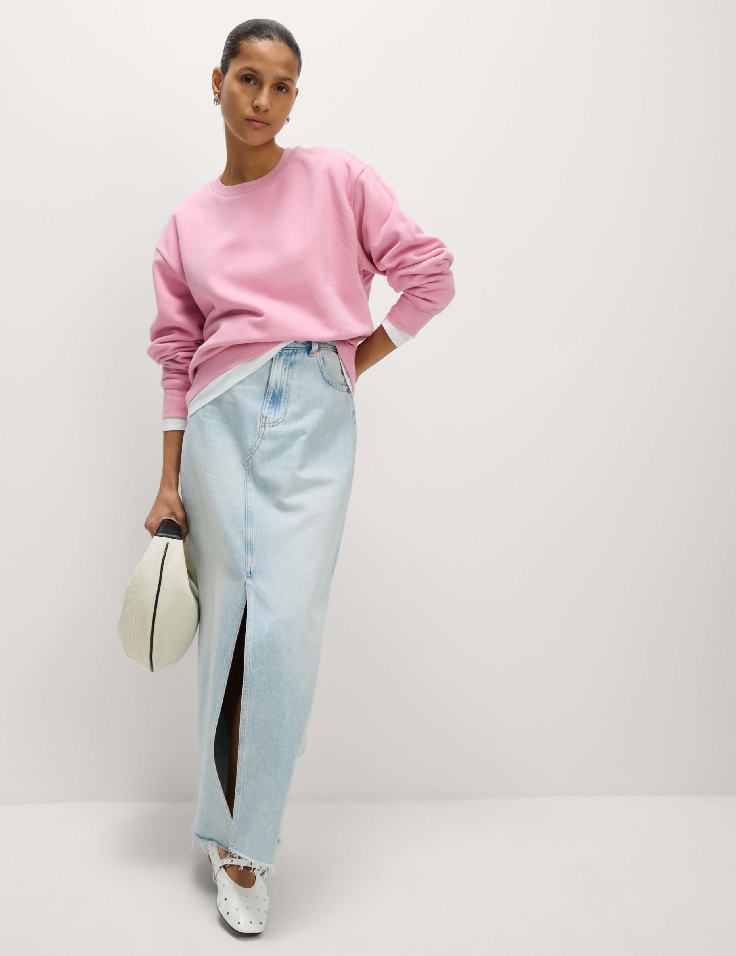 Cotton Rich Oversized Longline Sweatshirt 1 of 4