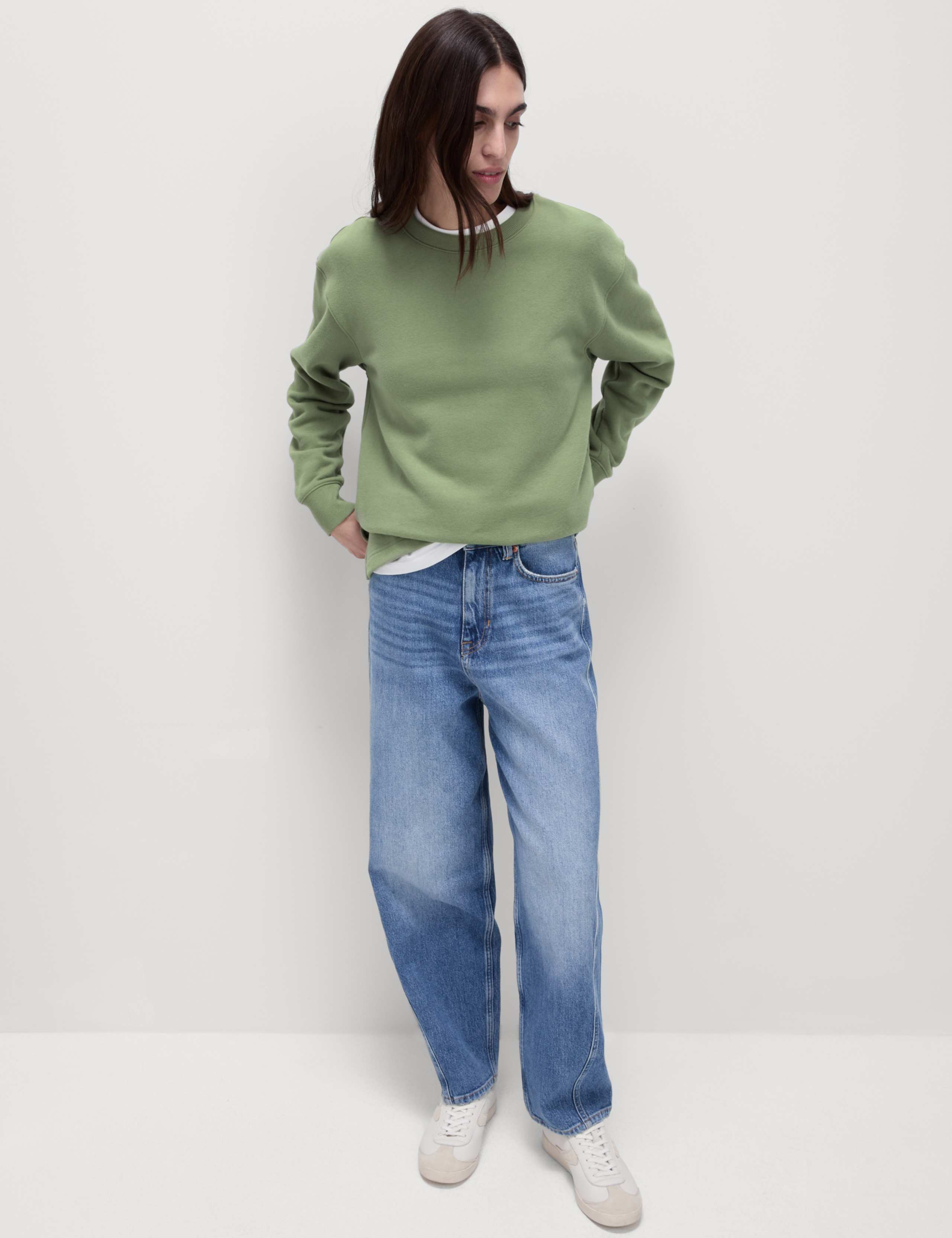 Cotton Rich Crew Neck Longline Sweatshirt 3 of 5