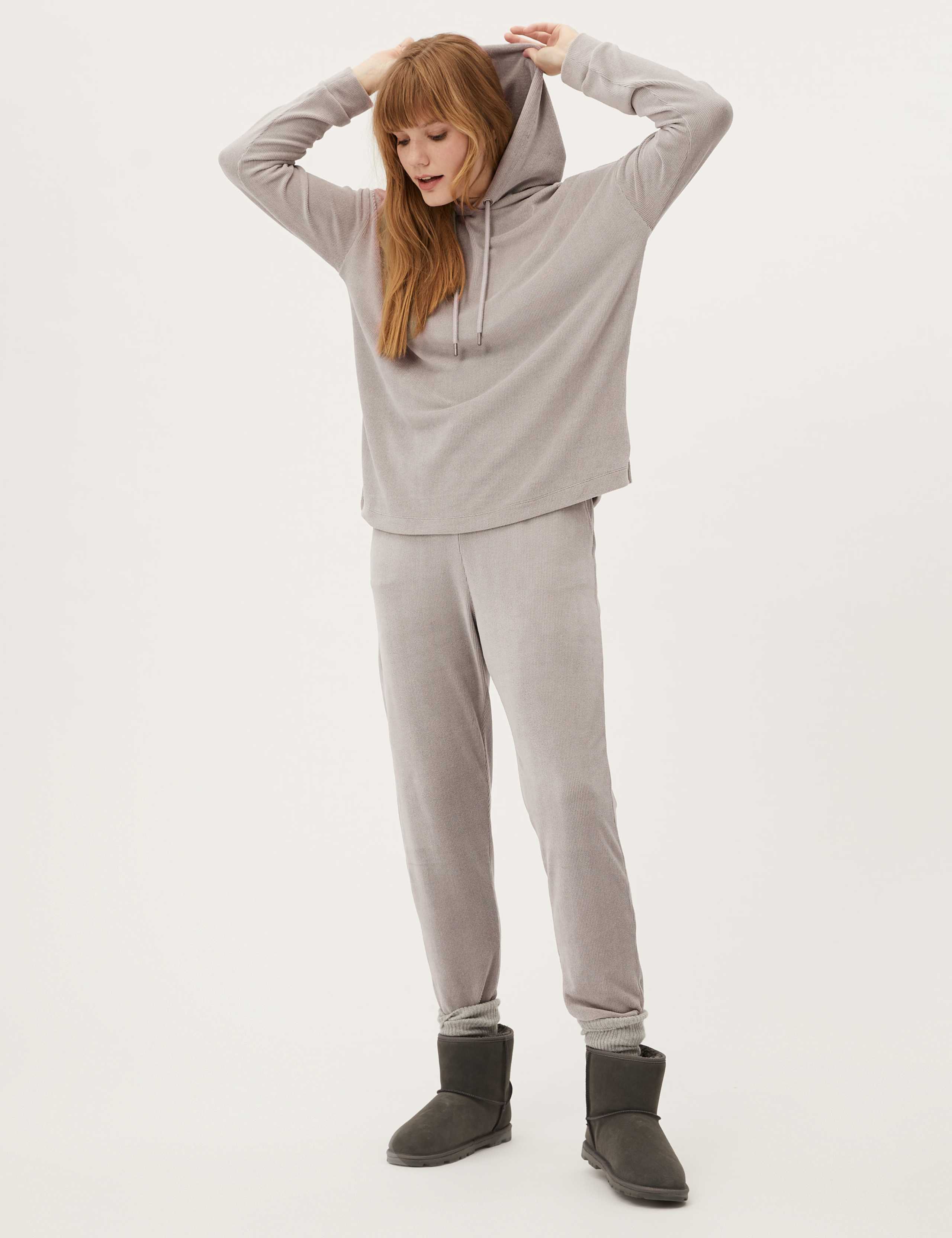 Velour Textured Relaxed Hoodie 1 of 5