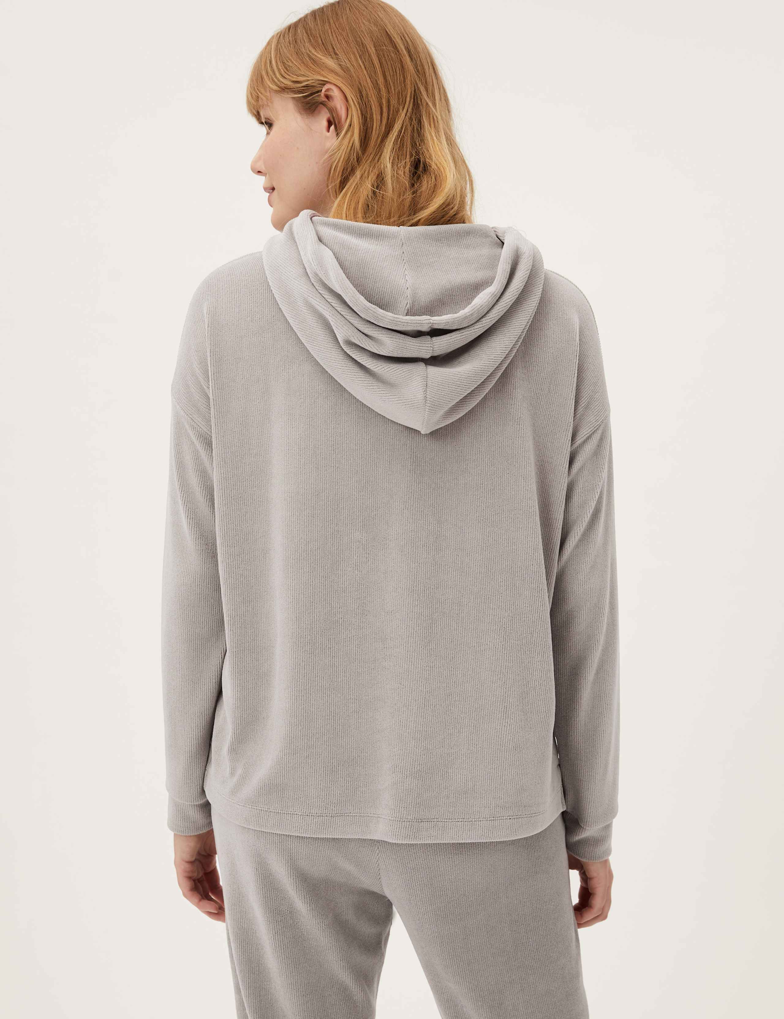 Velour Textured Relaxed Hoodie 4 of 5