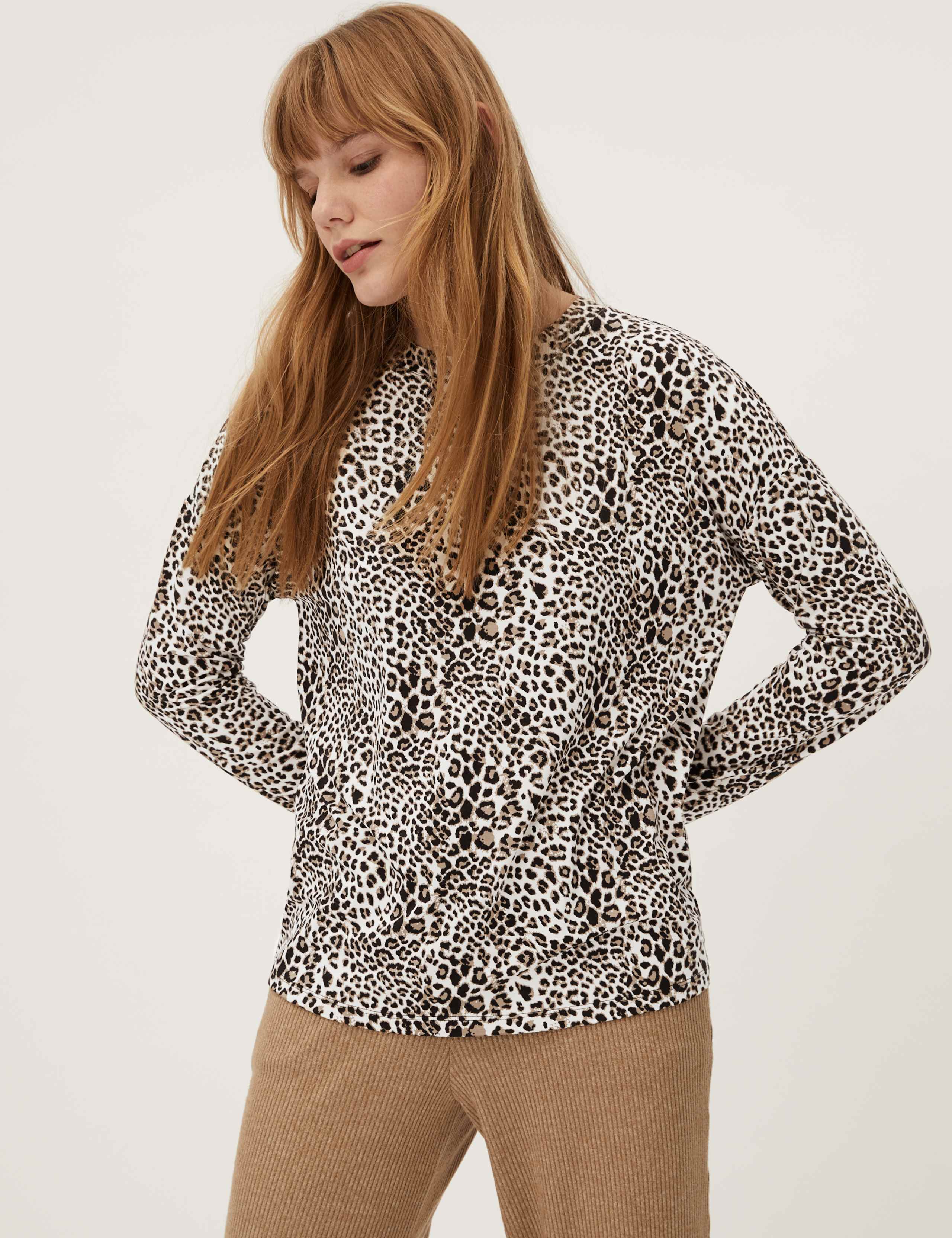 Animal Print Relaxed Long Sleeve Top 3 of 4