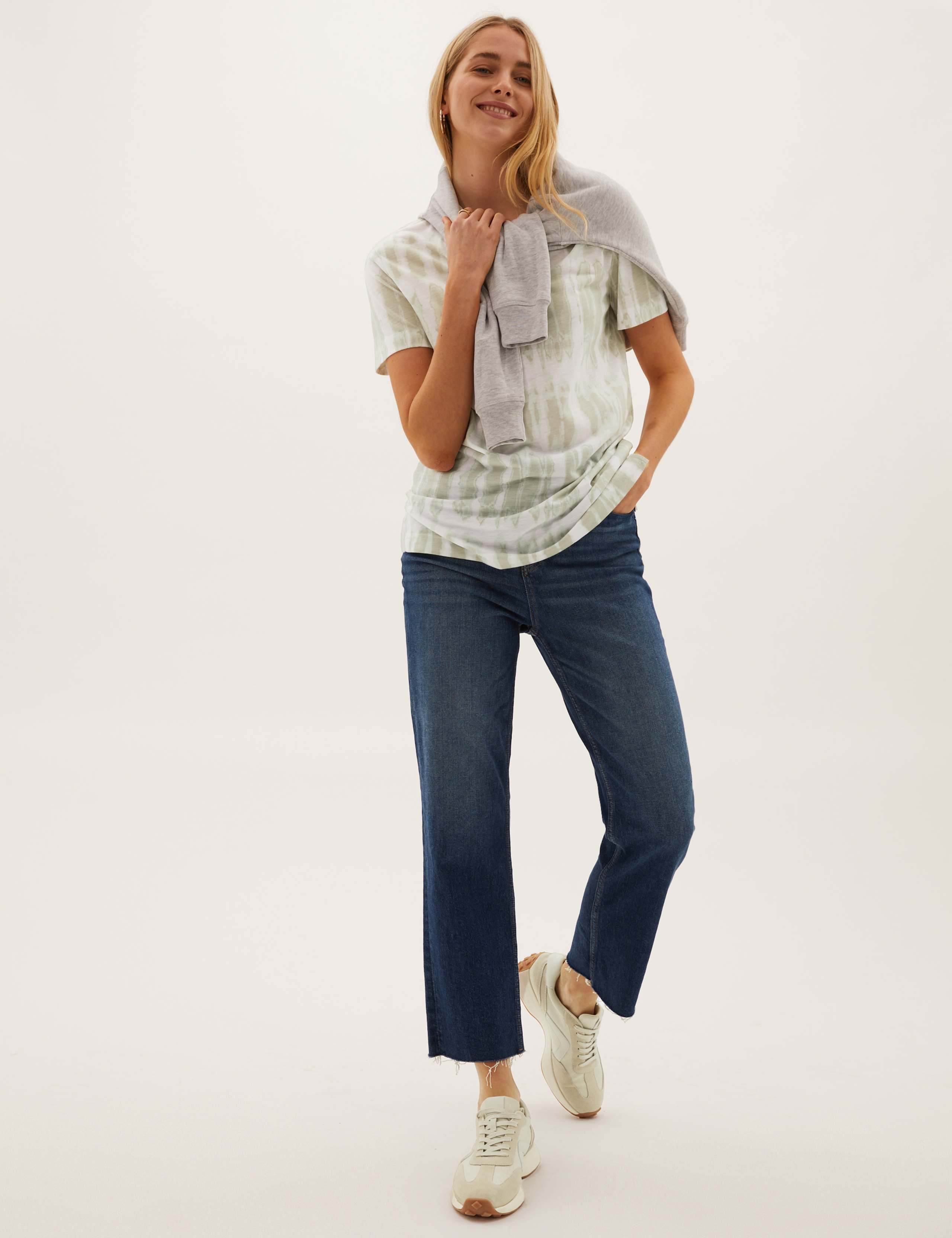 Tie Dye V-Neck Relaxed Longline T-Shirt 1 of 5