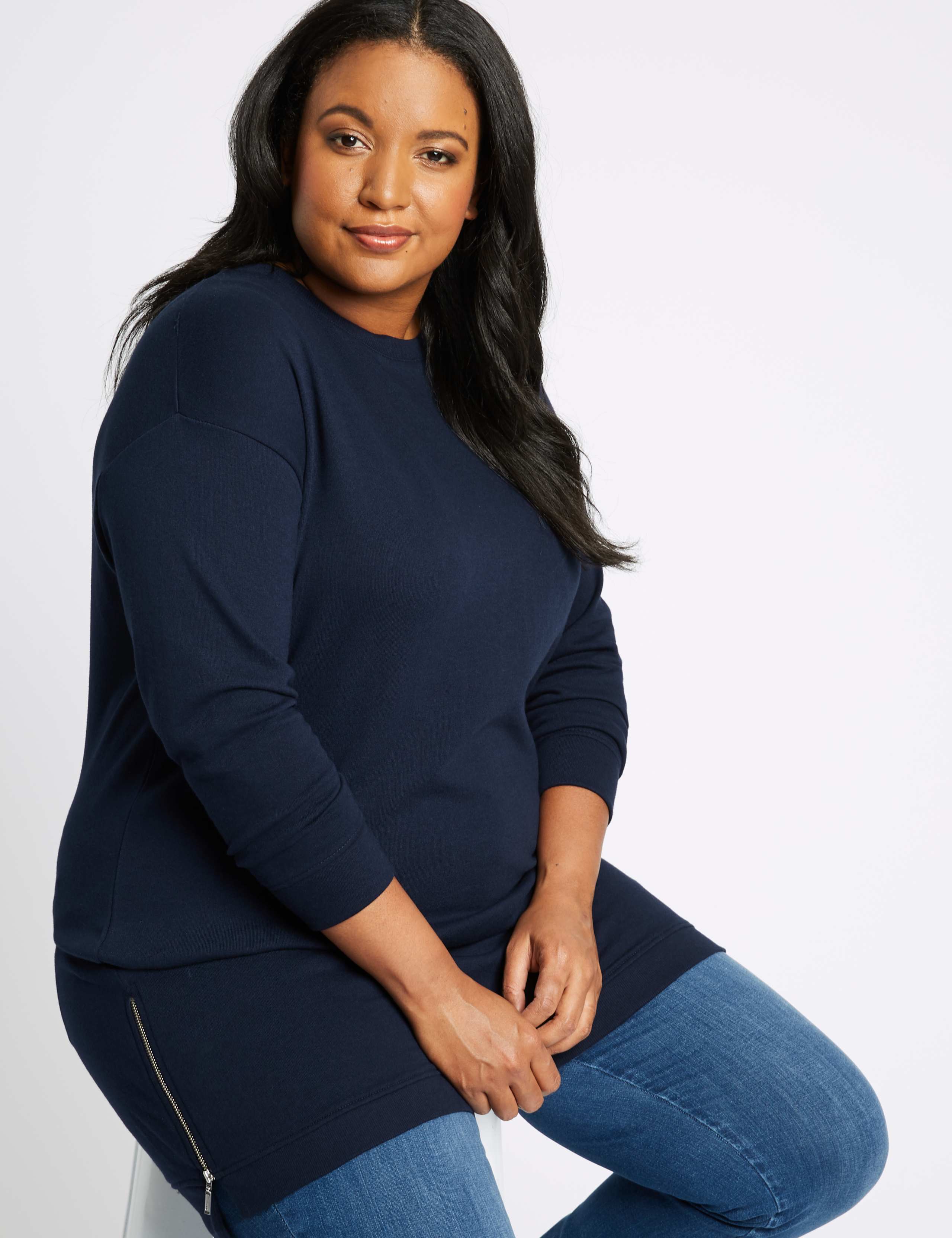 CURVE Cotton Rich Longline ¾ Sleeve T-Shirt 3 of 5