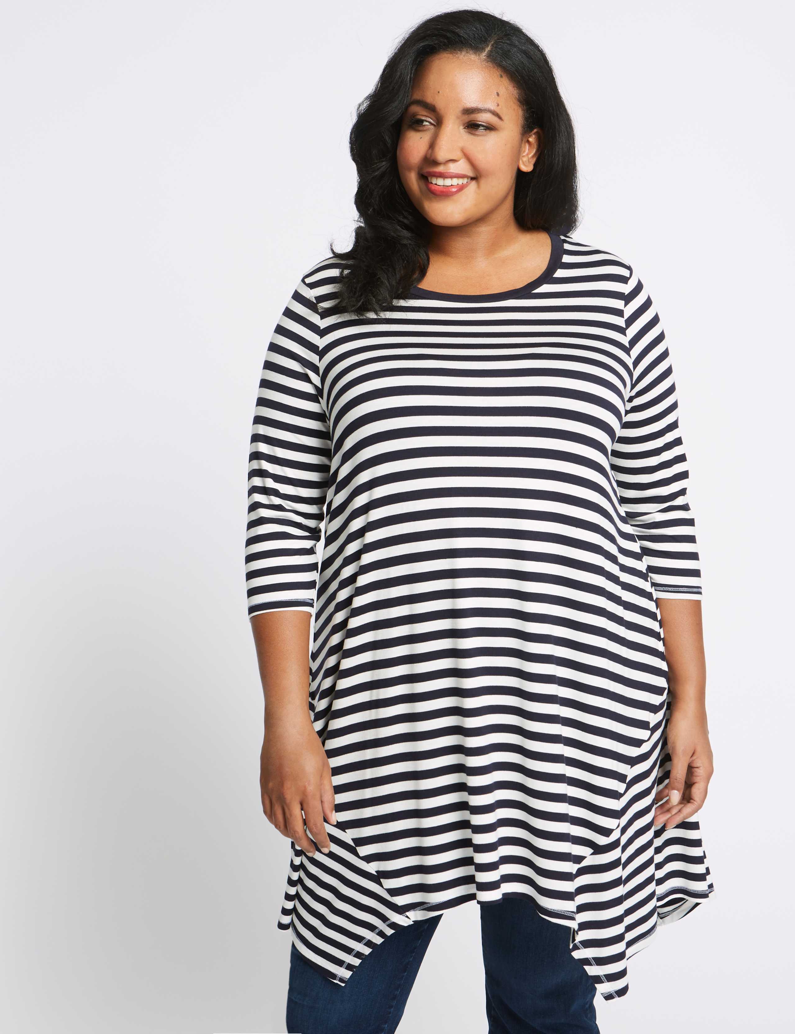 CURVE Striped Longline ¾ Sleeve Tunic 1 of 4