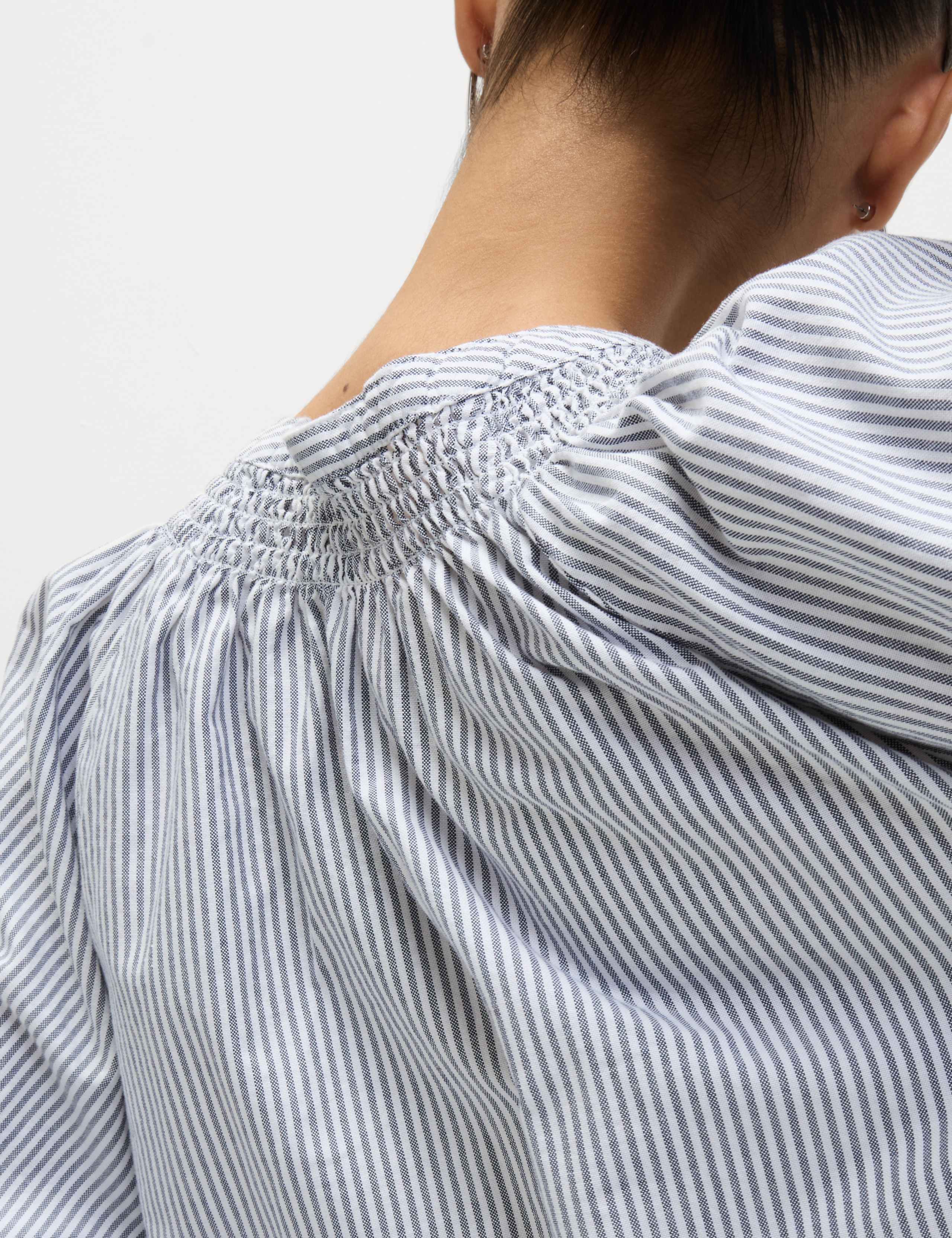 Pure Cotton Striped Tie Neck Blouse 3 of 5