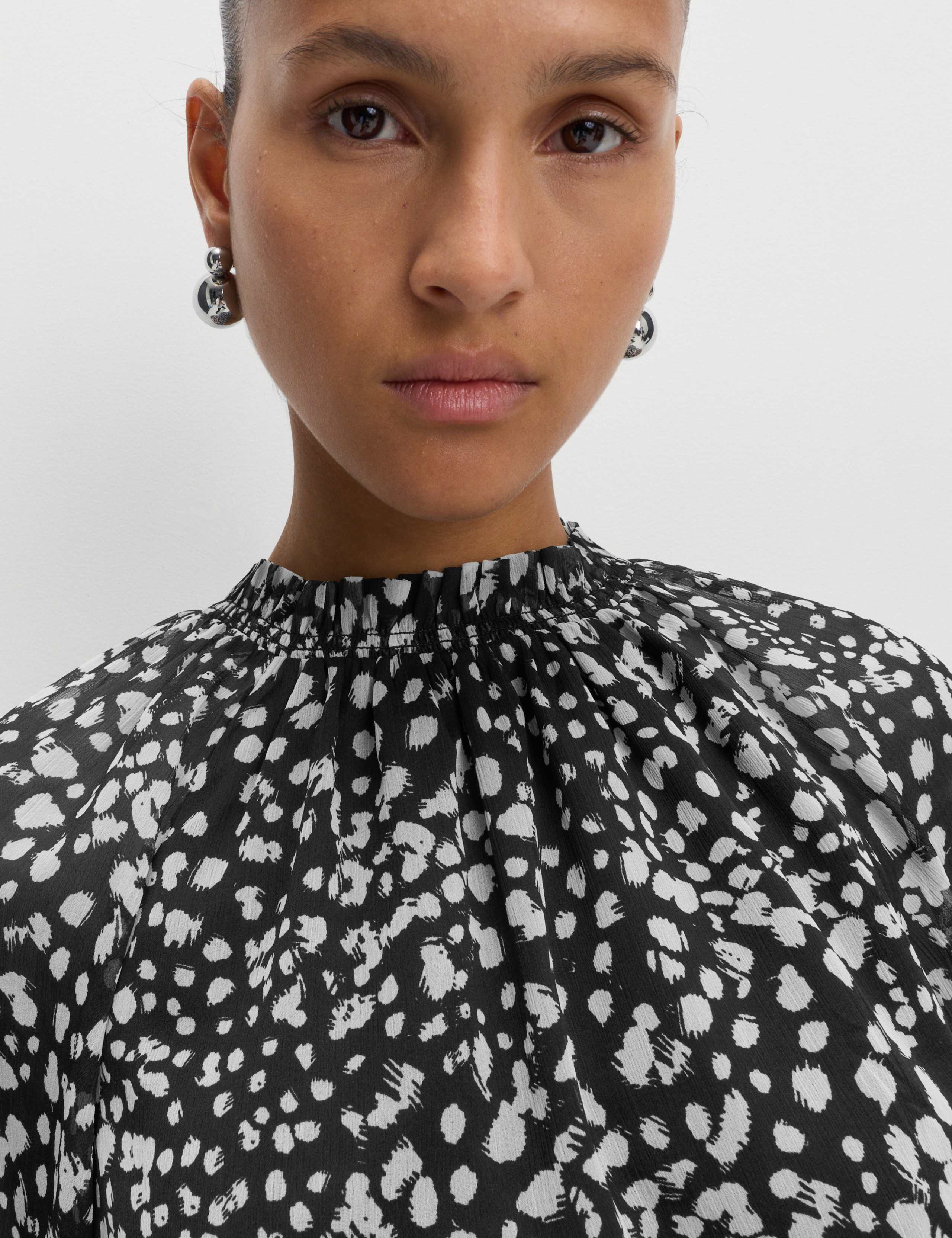 Sheer Floral Printed Long Blouson Sleeve Blouse 5 of 5