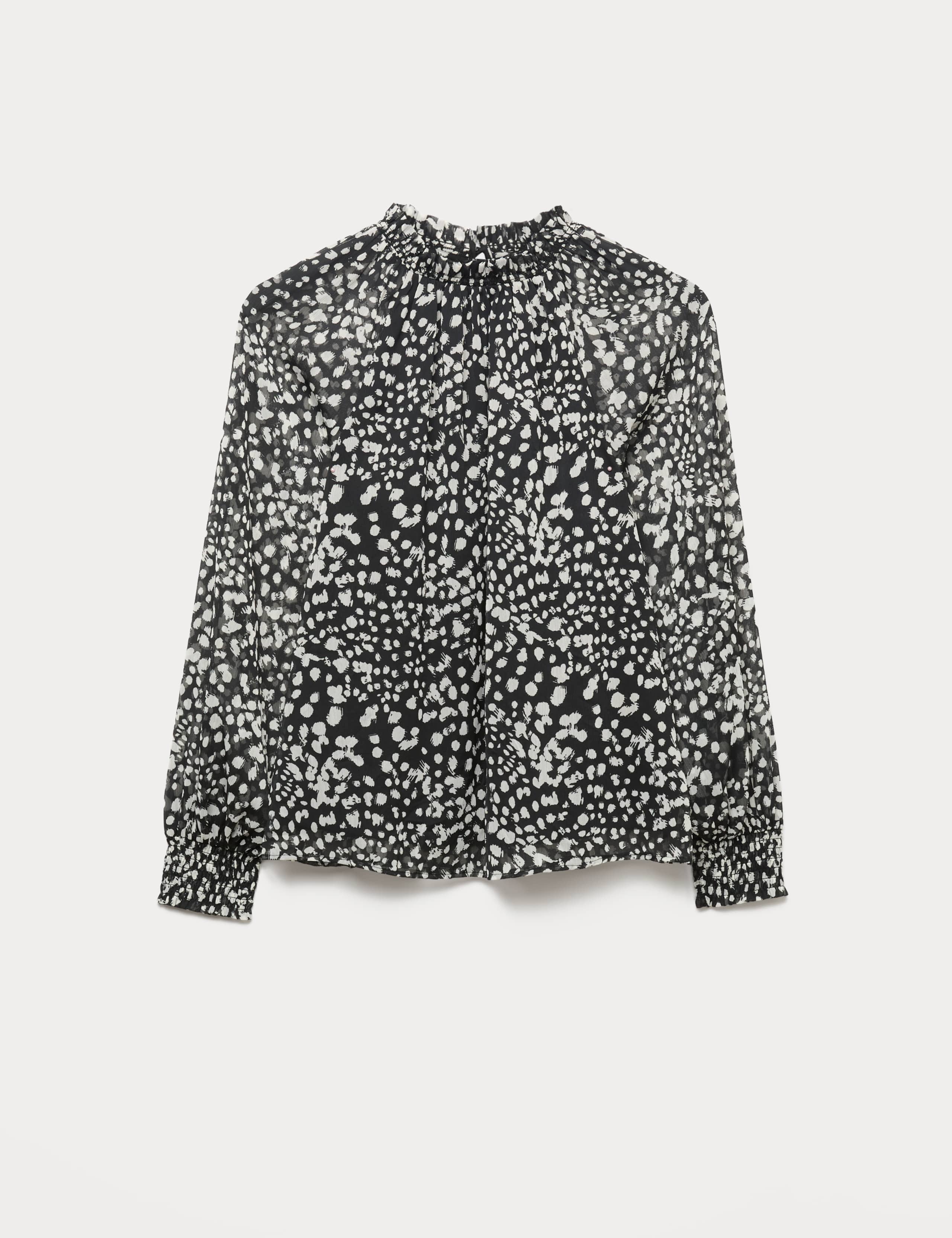 Sheer Floral Printed Long Blouson Sleeve Blouse 2 of 5