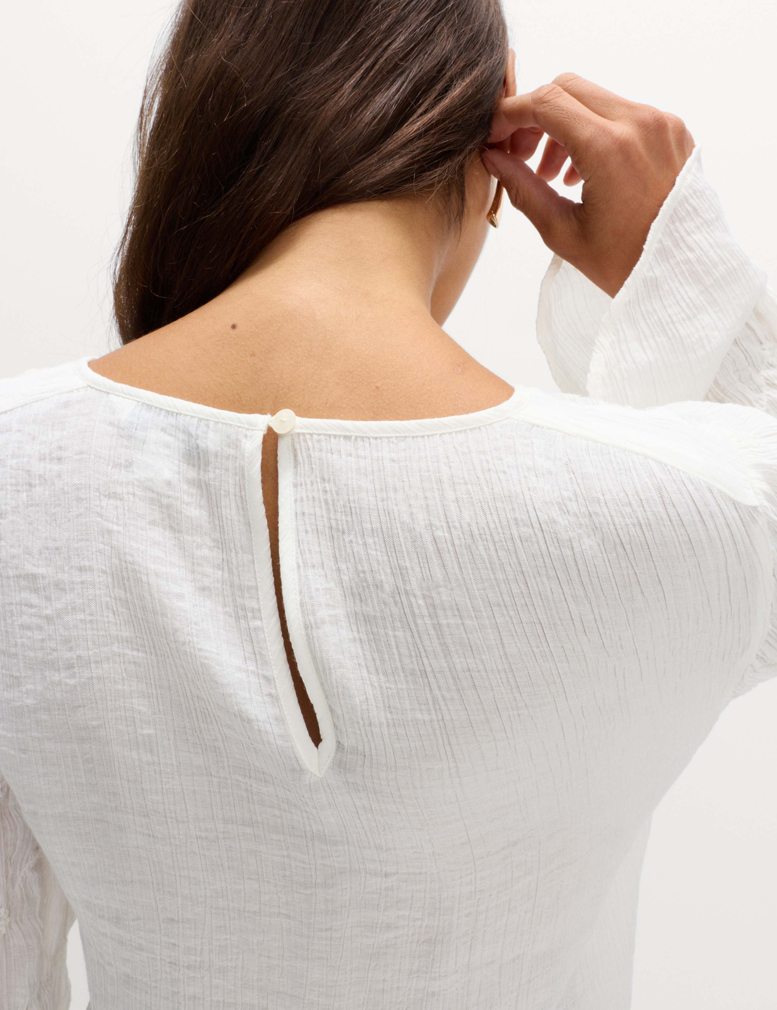 Lace Textured Crew Neck Blouse 5 of 5