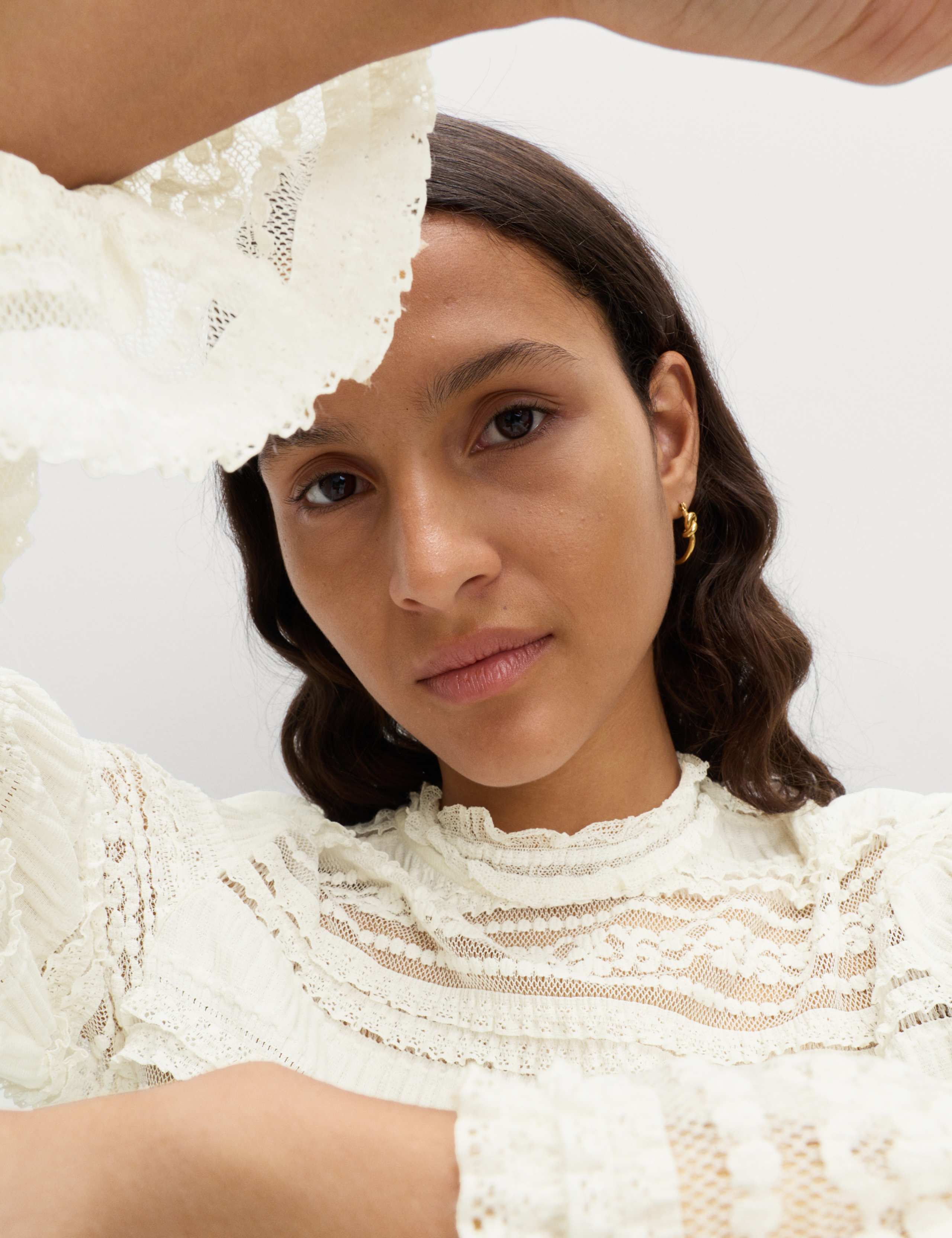 Lace High Neck Blouse with Cotton 5 of 7