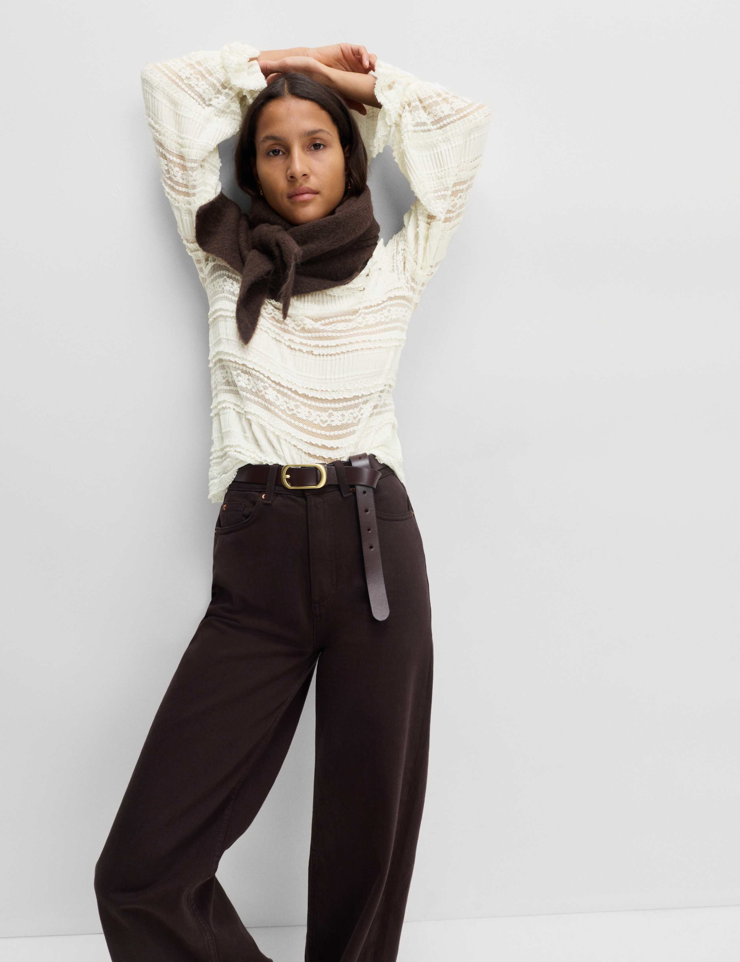 Lace High Neck Blouse with Cotton 6 of 7