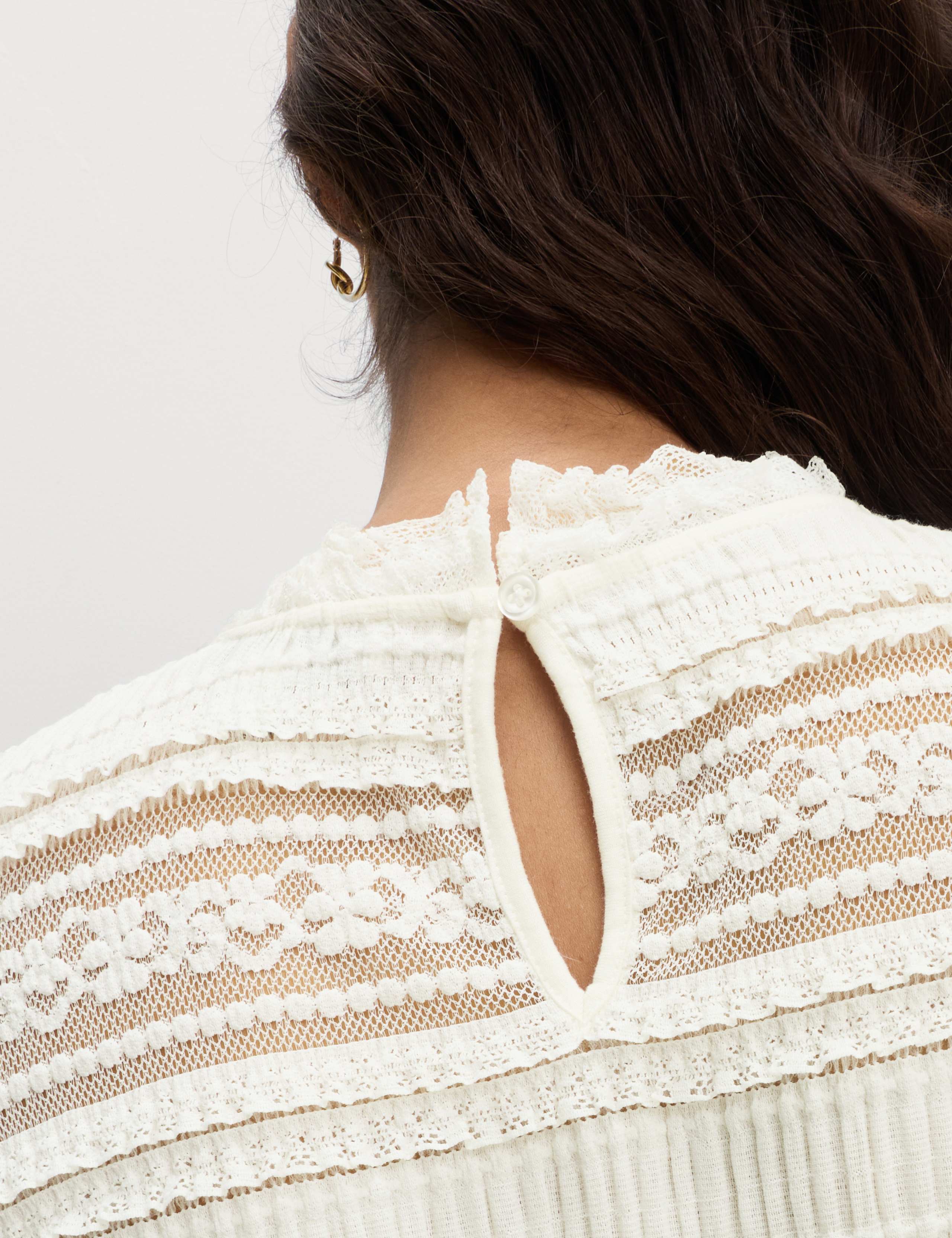 Lace High Neck Blouse with Cotton 7 of 7