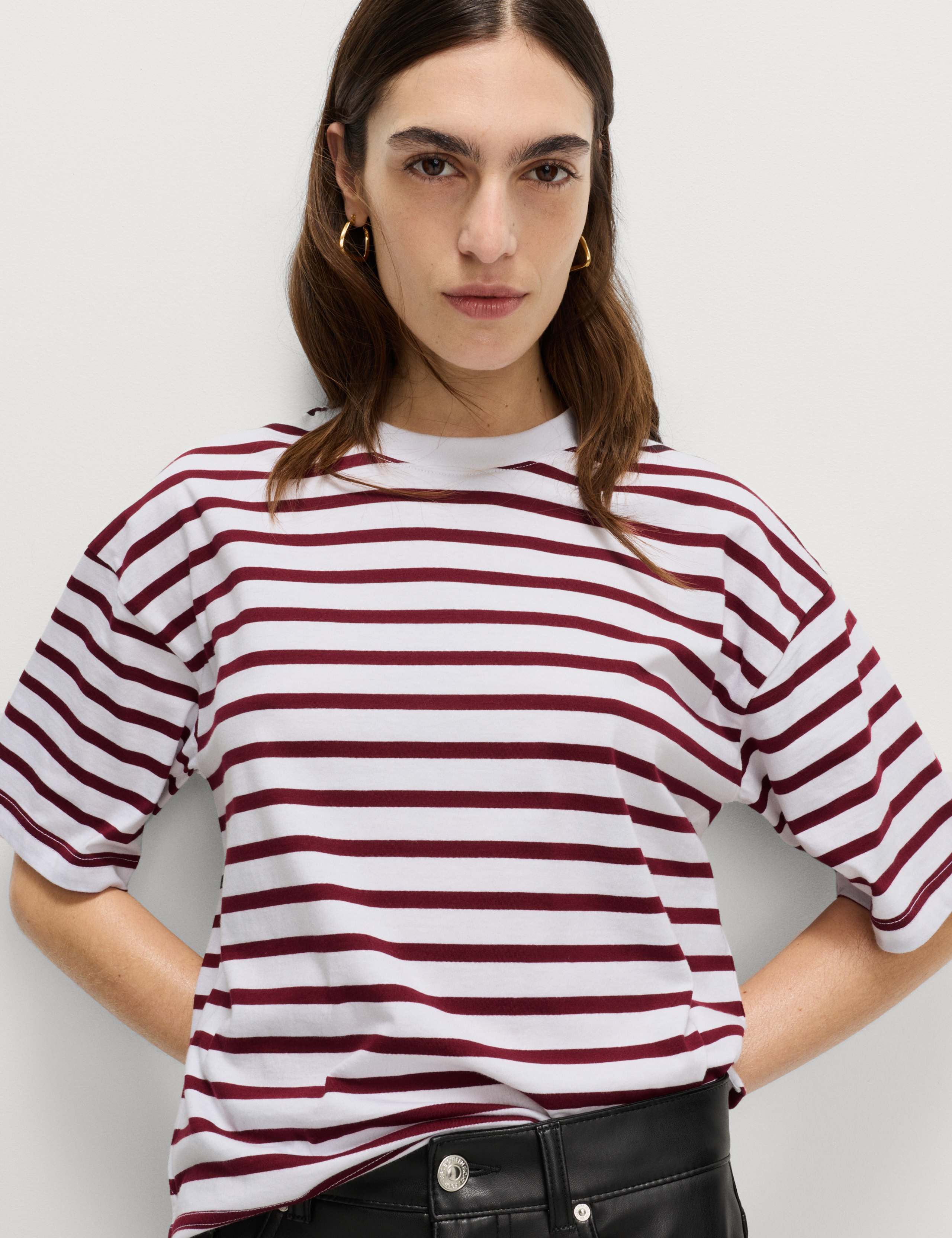 Pure Cotton Relaxed Striped Boxy T-Shirt 1 of 4
