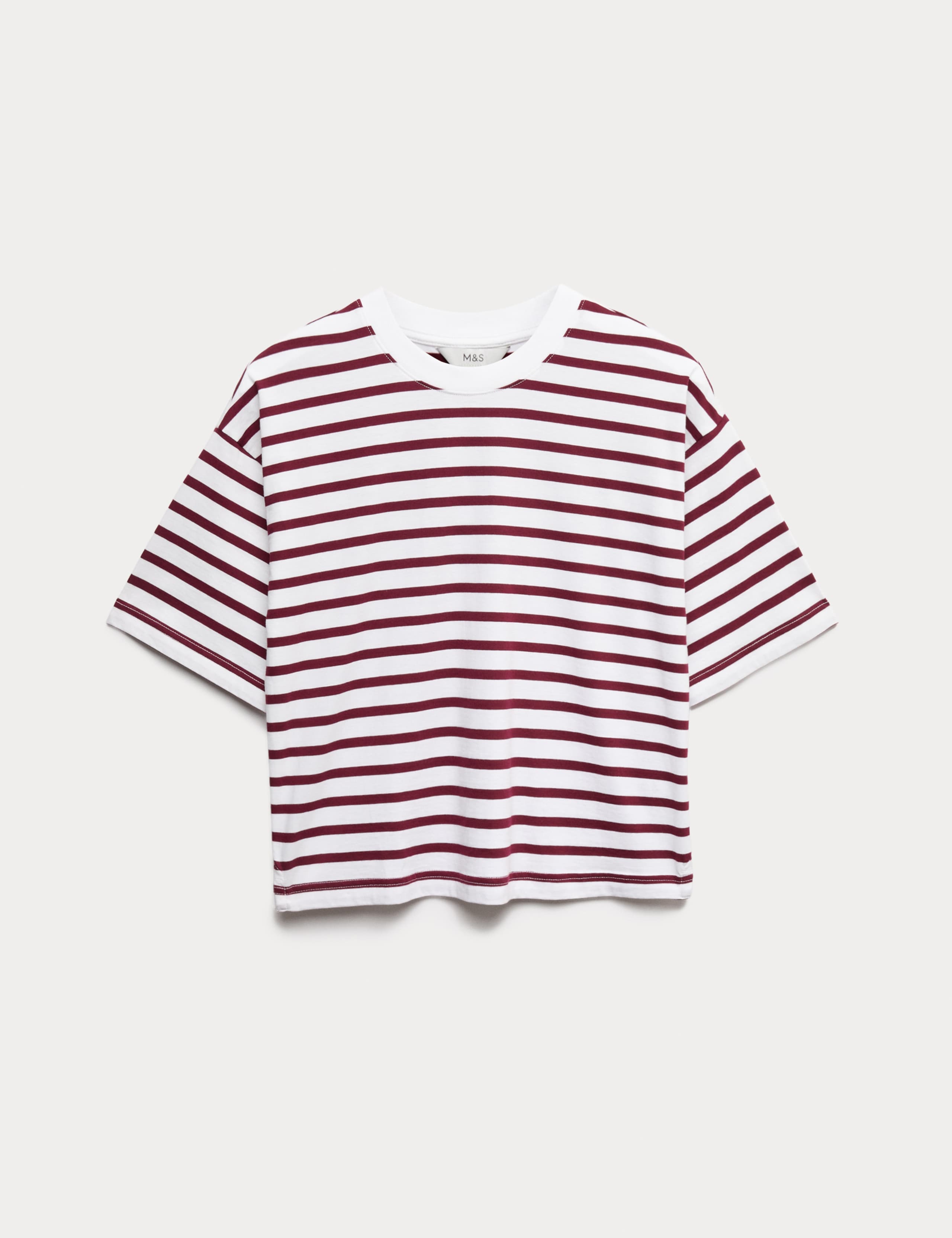 Pure Cotton Relaxed Striped Boxy T-Shirt 2 of 4