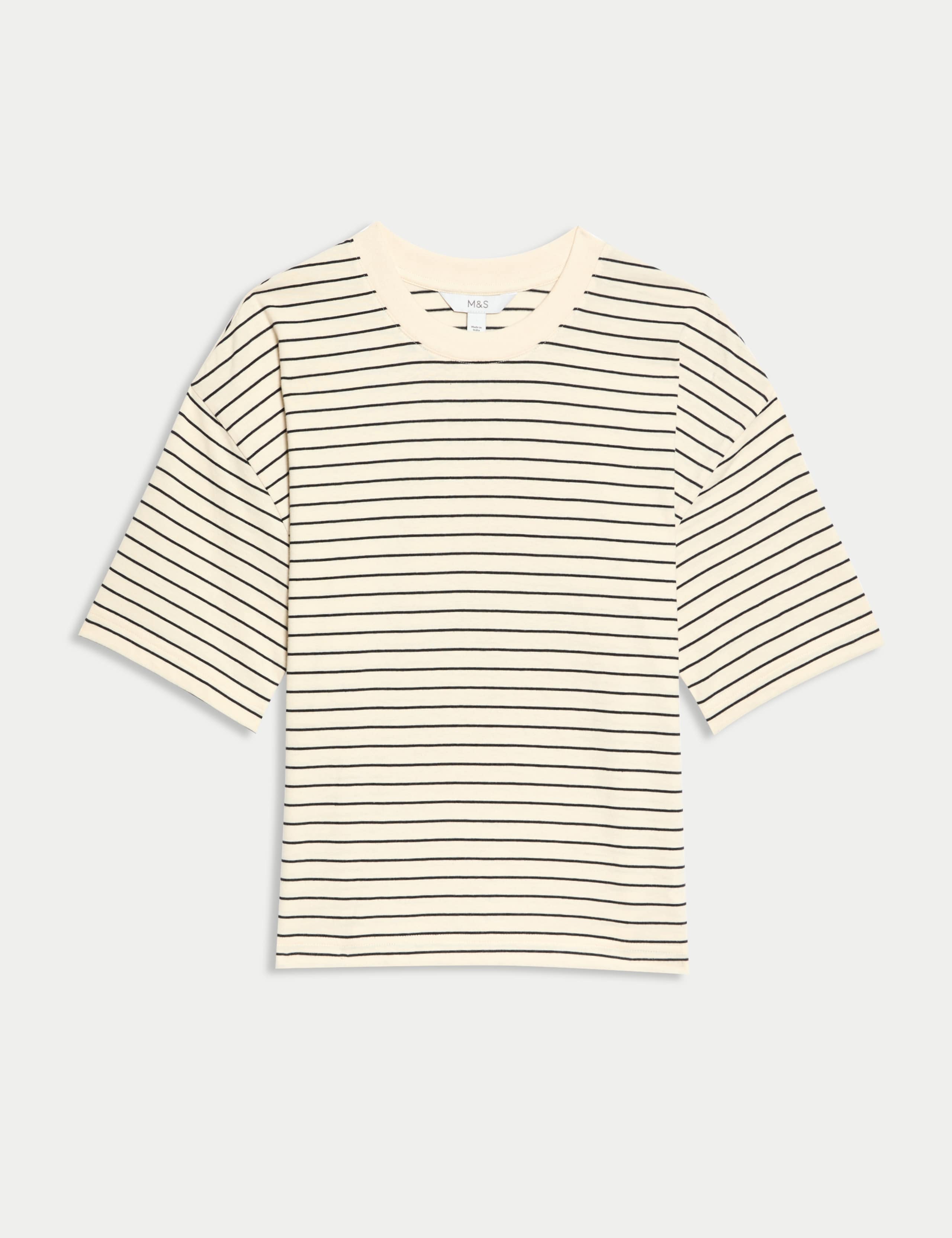 Pure Cotton Relaxed Striped Boxy T-Shirt 2 of 6