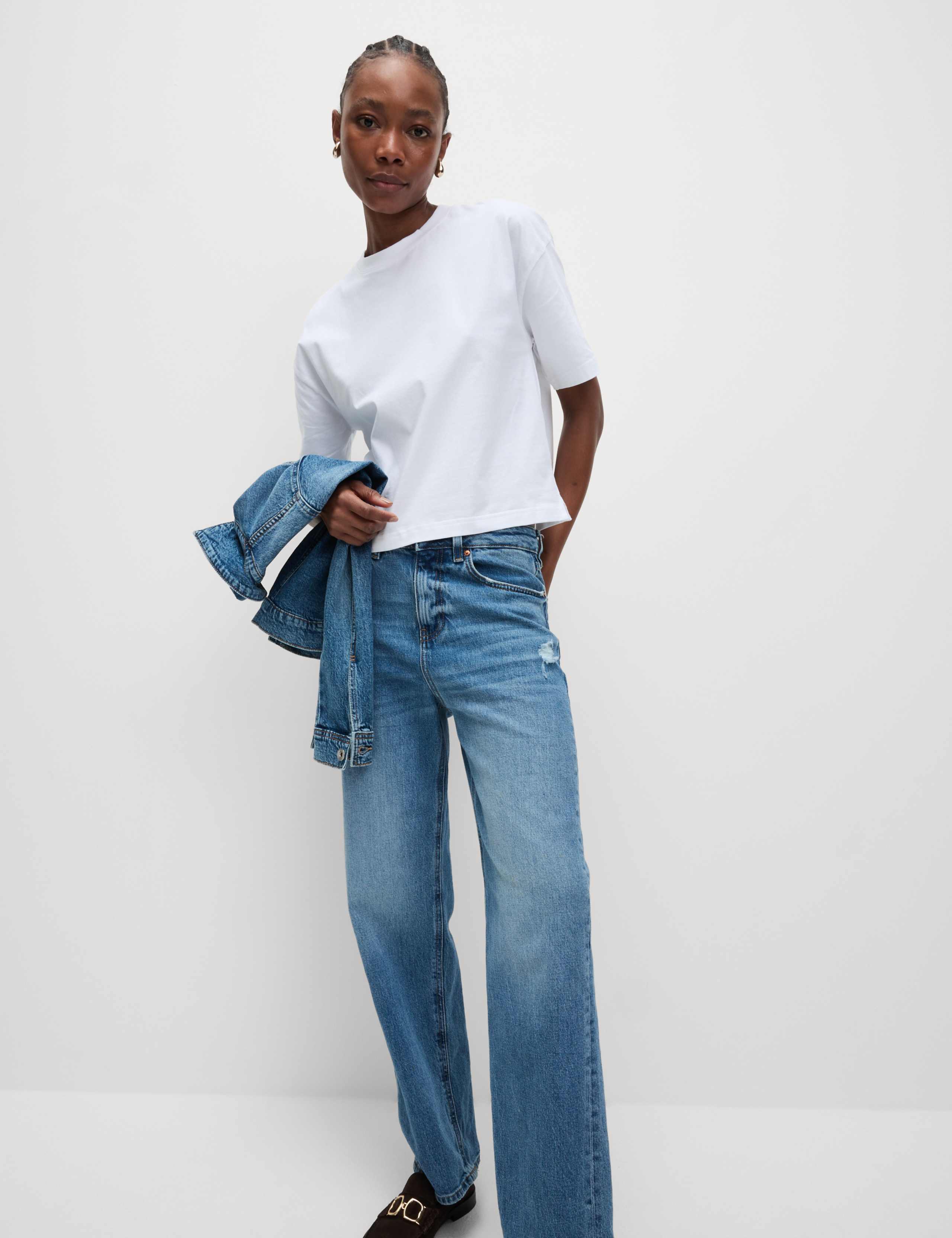 Pure Cotton Crew Neck Boxy T-Shirt 4 of 5
