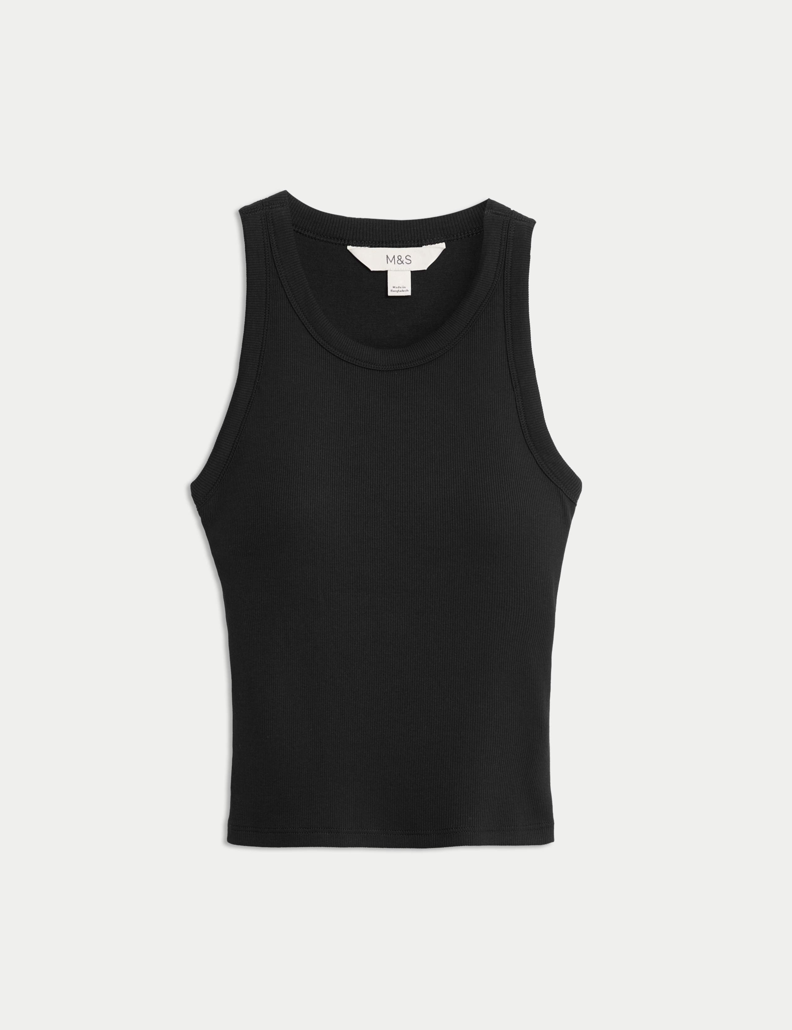 Cotton Rich Ribbed Scoop Neck Bra Vest Top 2 of 5