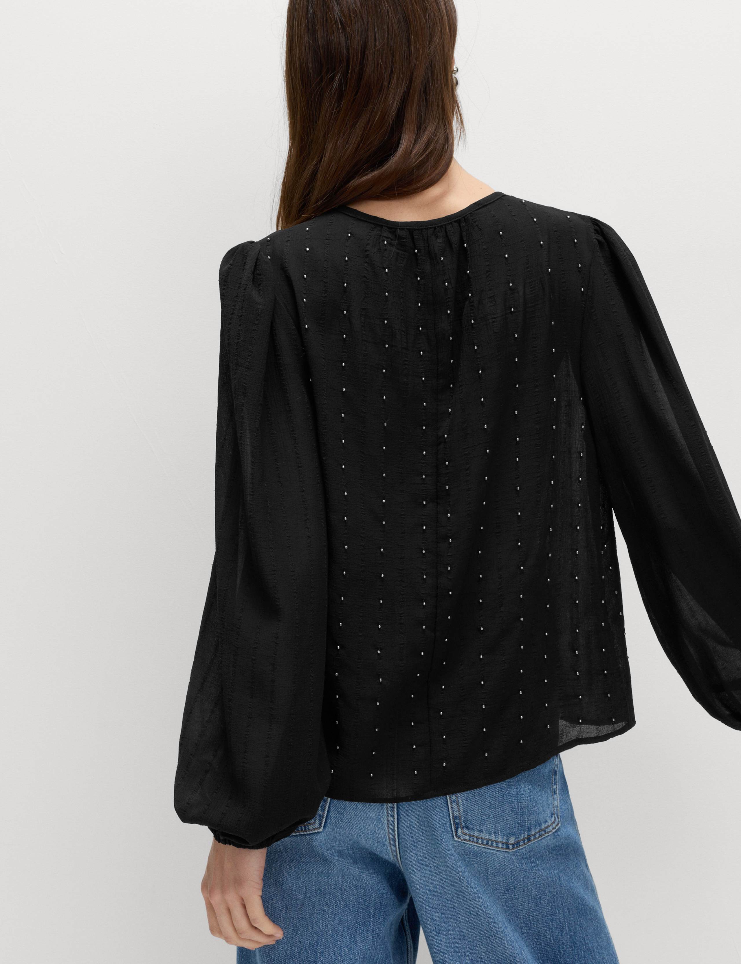 Studded Blouson Sleeve Blouse 5 of 6