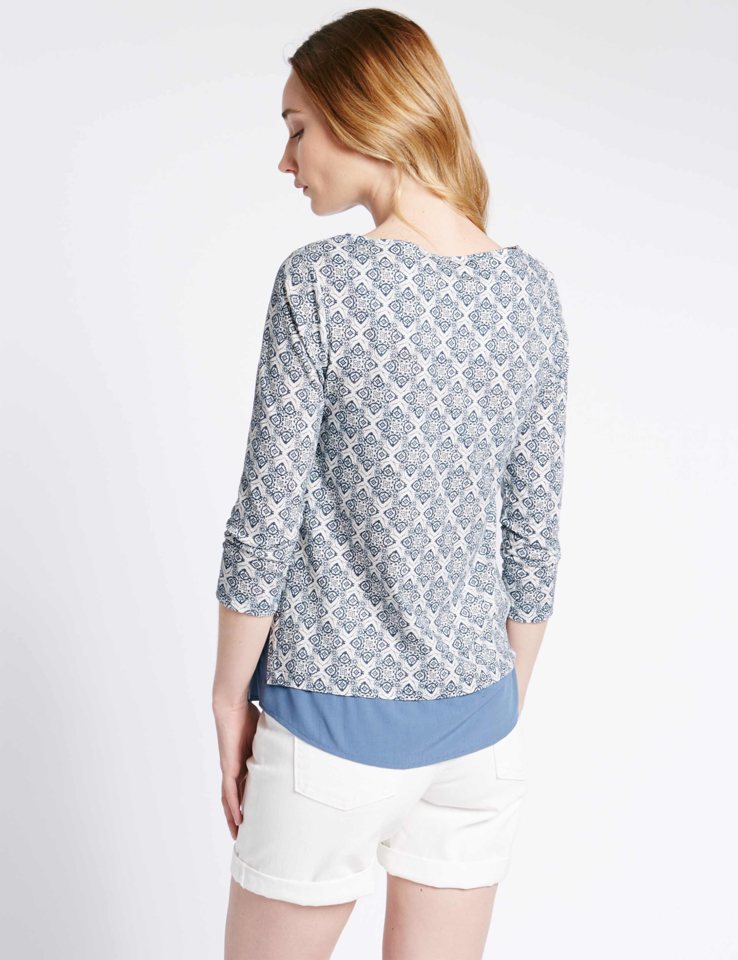 Geometric Print Loose Fit Side Split Hem T-Shirt 3 of 4