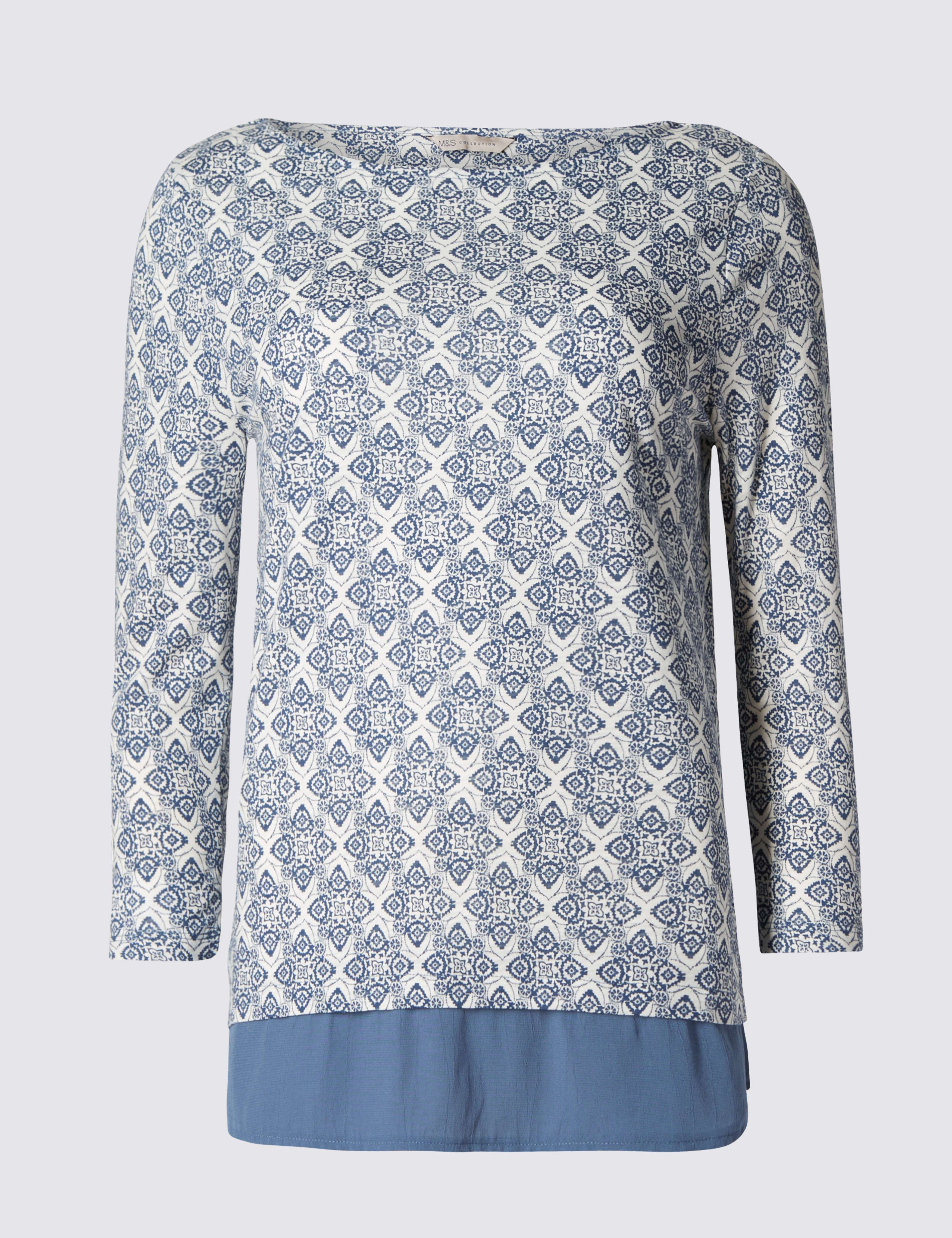 Geometric Print Loose Fit Side Split Hem T-Shirt 2 of 4