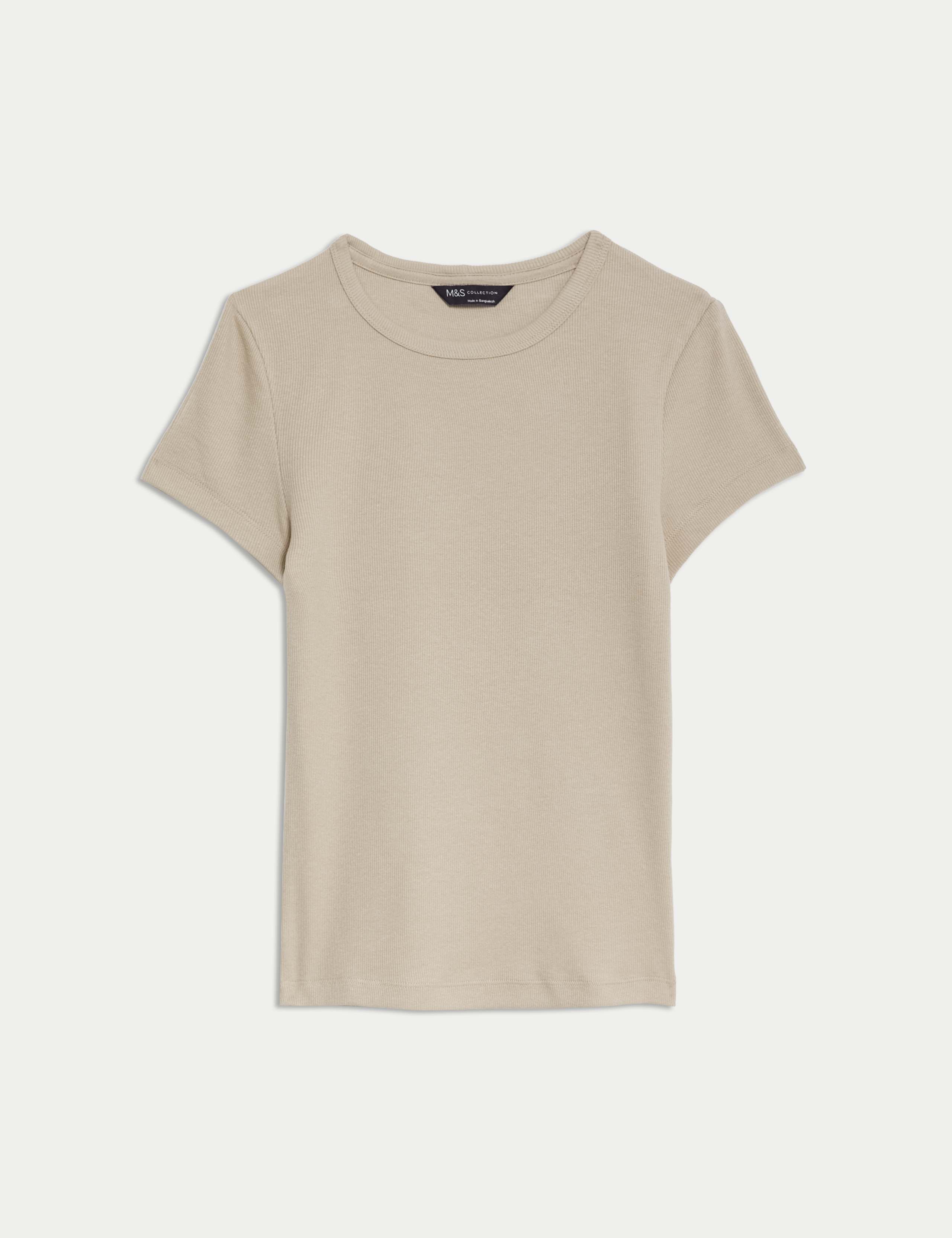 Cotton Rich Slim Fit Ribbed T-Shirt 1 of 1