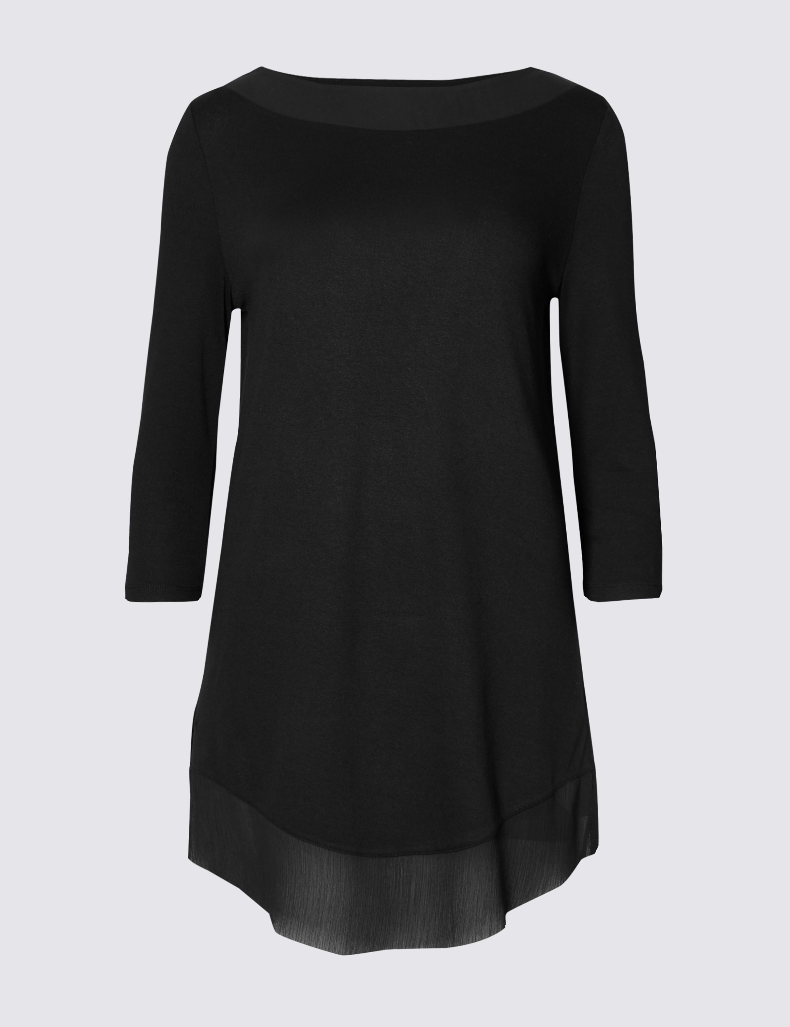 Side Split Woven Hem 3/4 Sleeve Tunic 2 of 4