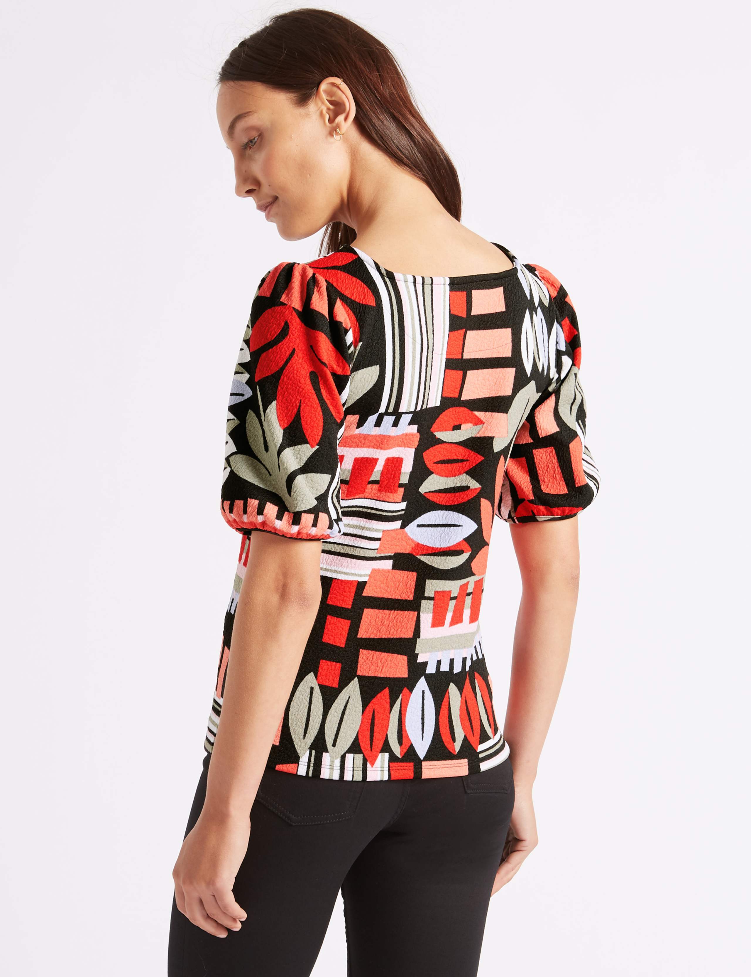 Printed Square Neck Half Sleeve Top 4 of 5