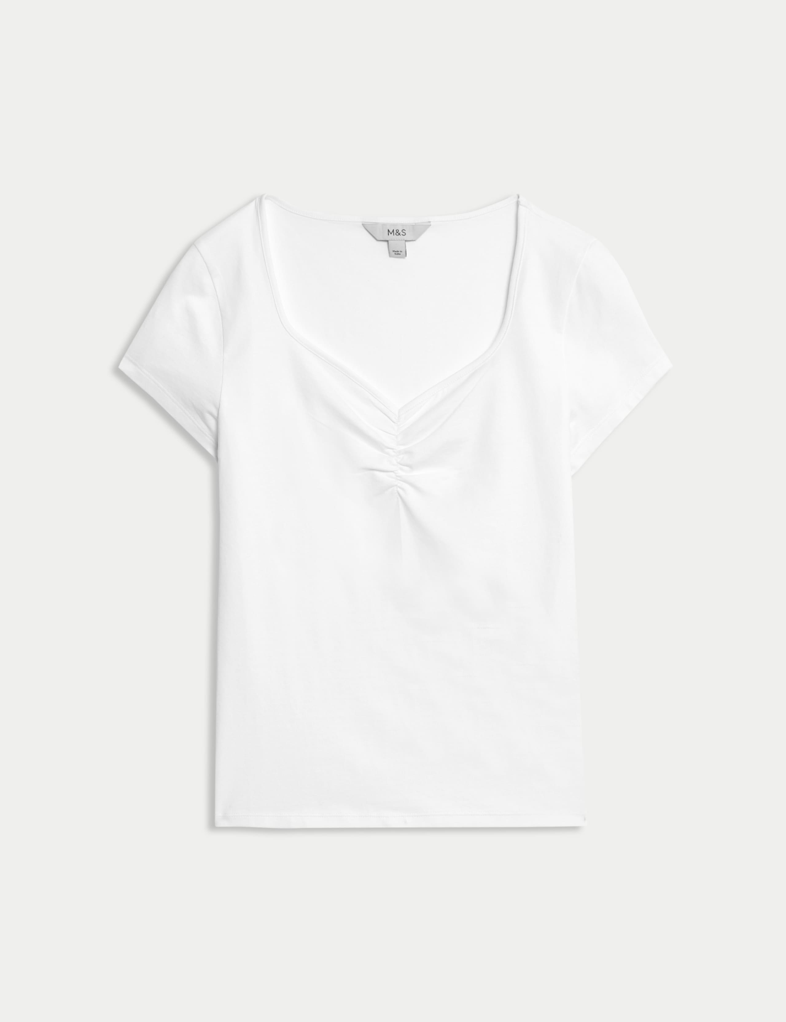 Cotton Rich Sweetheart Neck Slim Fit Top 2 of 4
