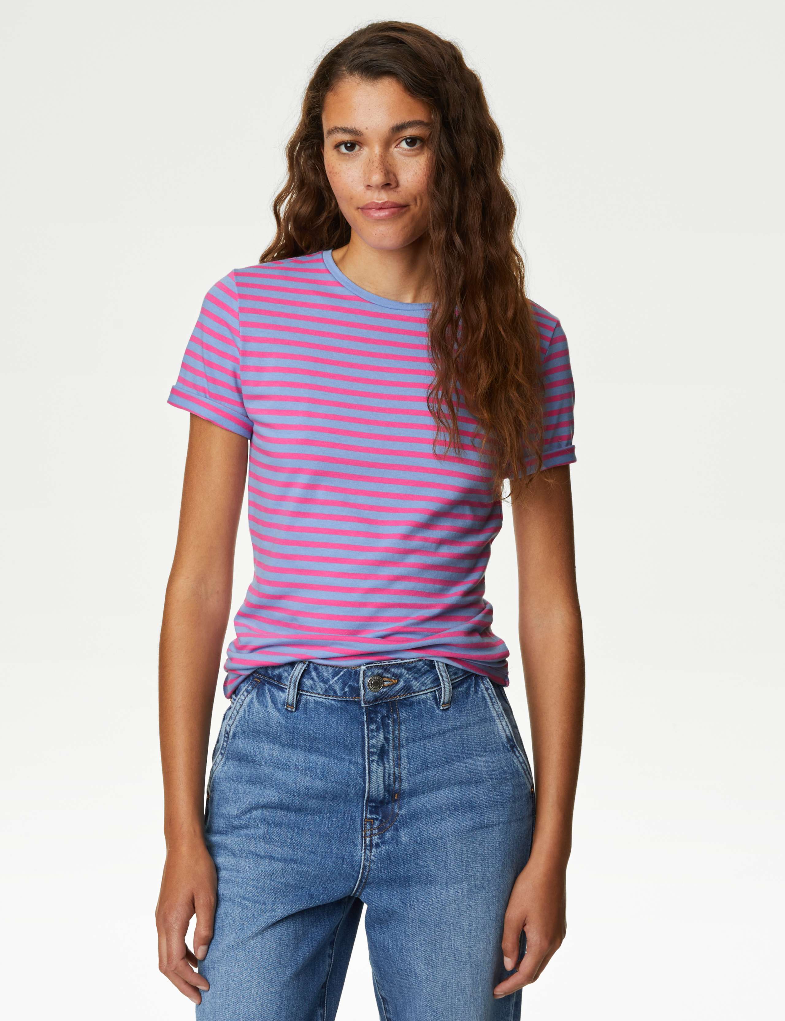 Cotton Rich Striped Slim Fit T-Shirt 1 of 5