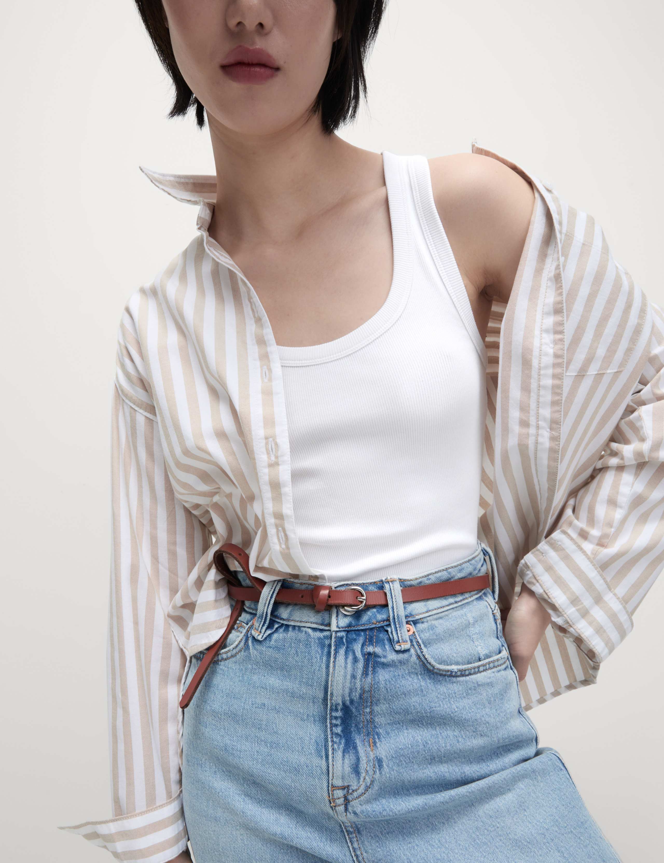 Cotton Rich Ribbed Slim Fit Vest Top 1 of 6