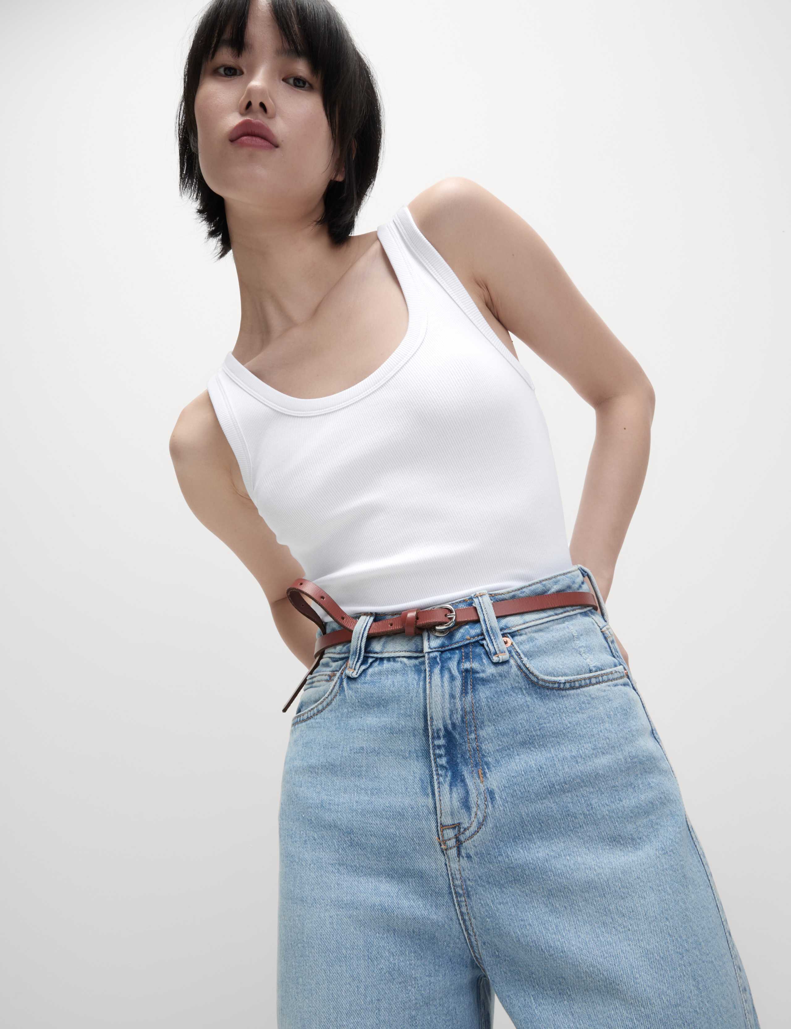 Cotton Rich Ribbed Slim Fit Vest Top 4 of 6