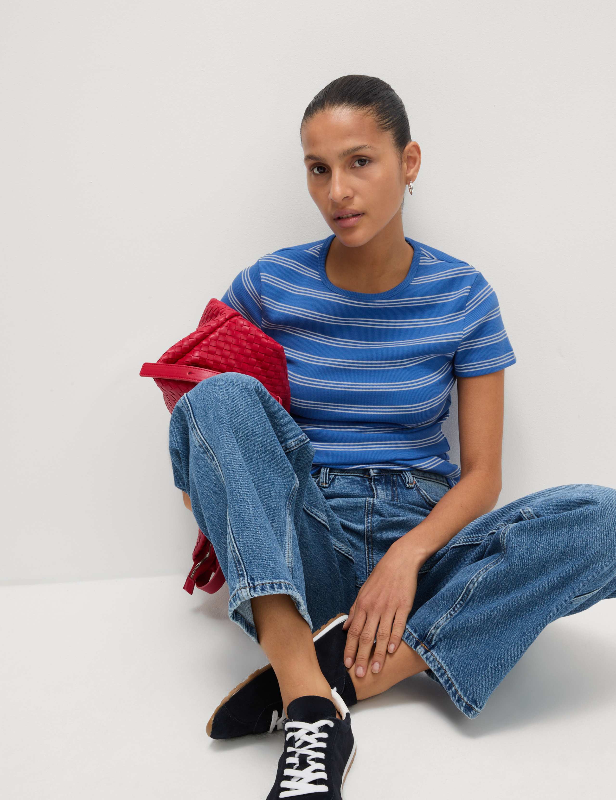 Cotton Rich Striped Ribbed T-Shirt 3 of 5