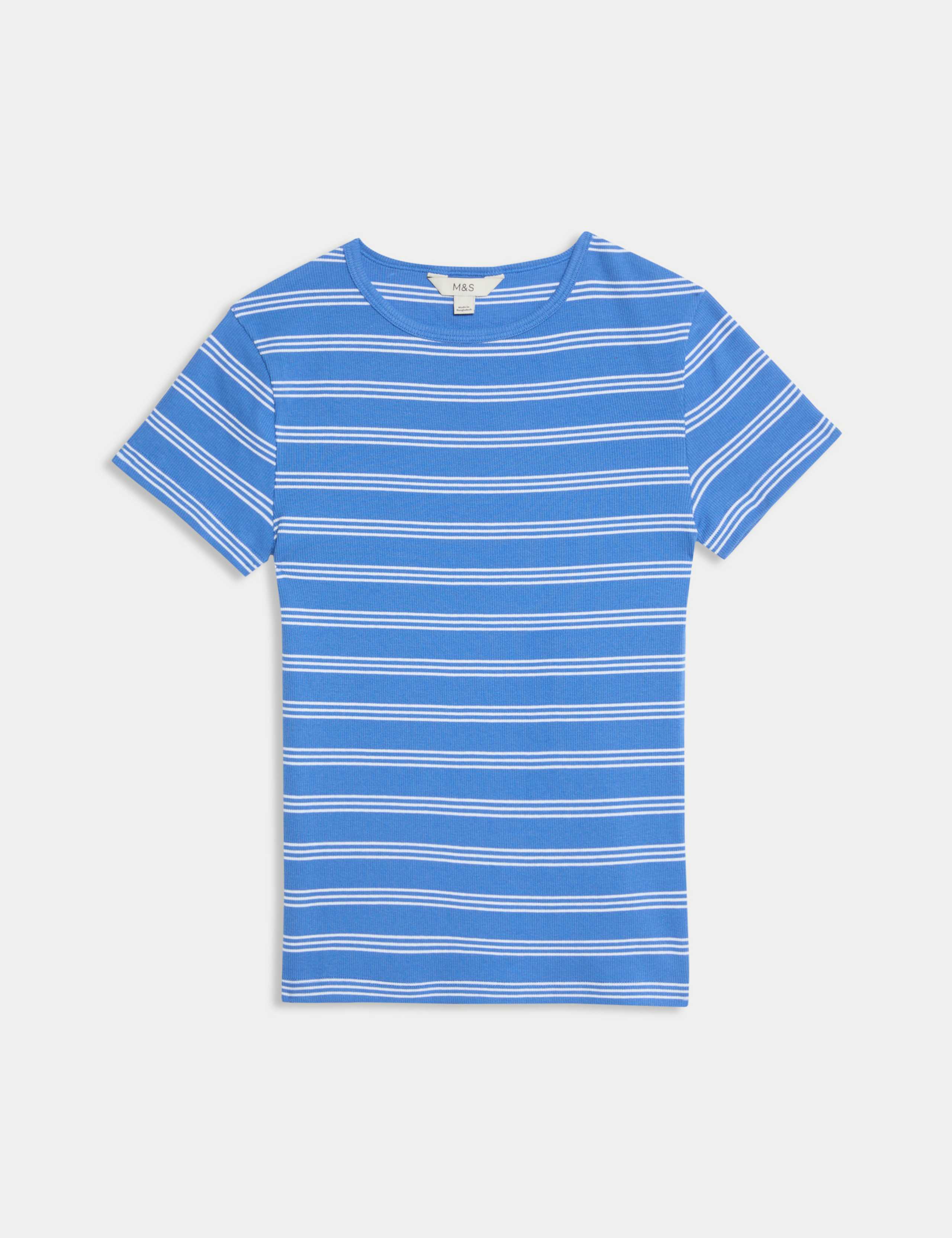 Cotton Rich Striped Ribbed T-Shirt 2 of 5