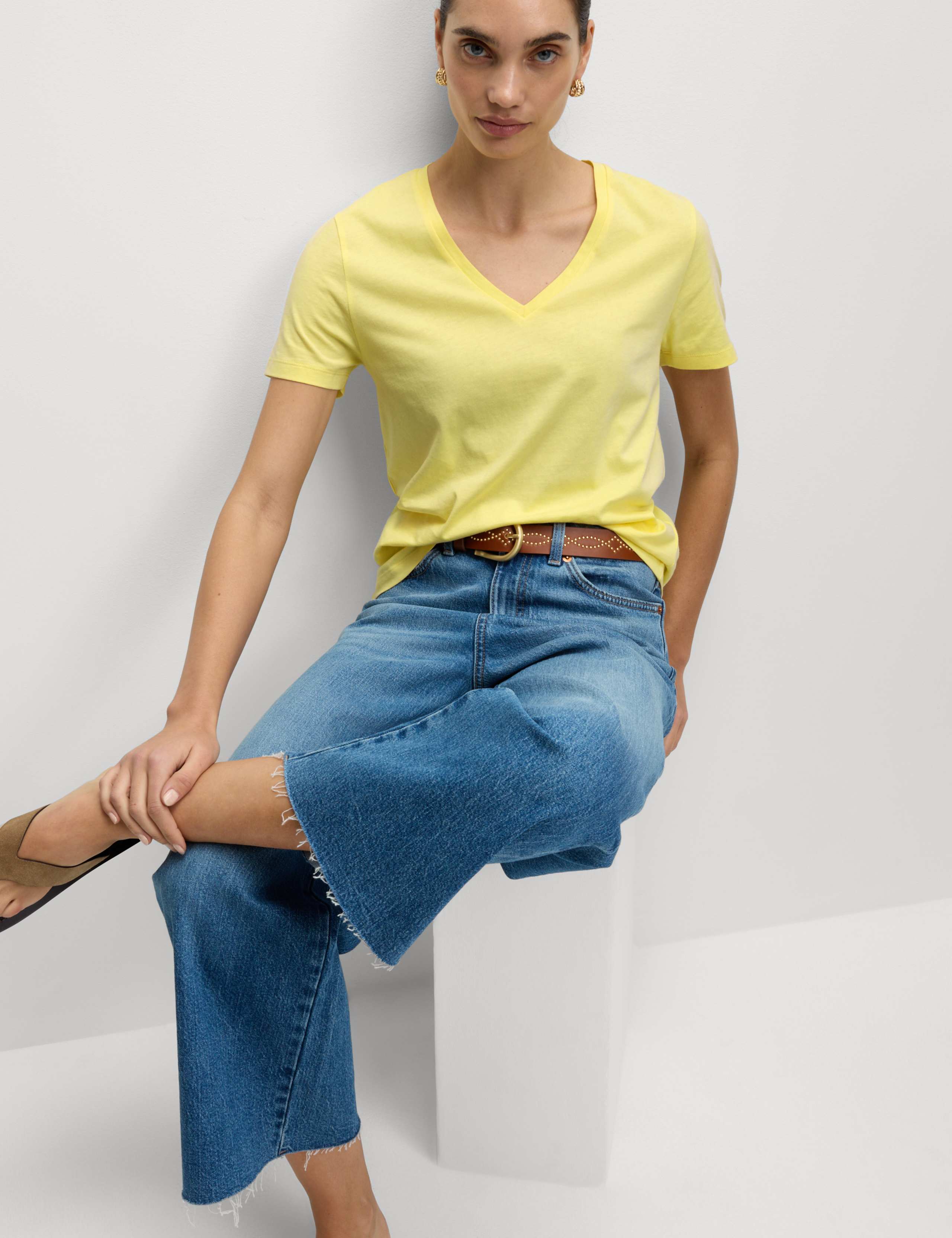 Pure Cotton V-Neck T-Shirt 3 of 5