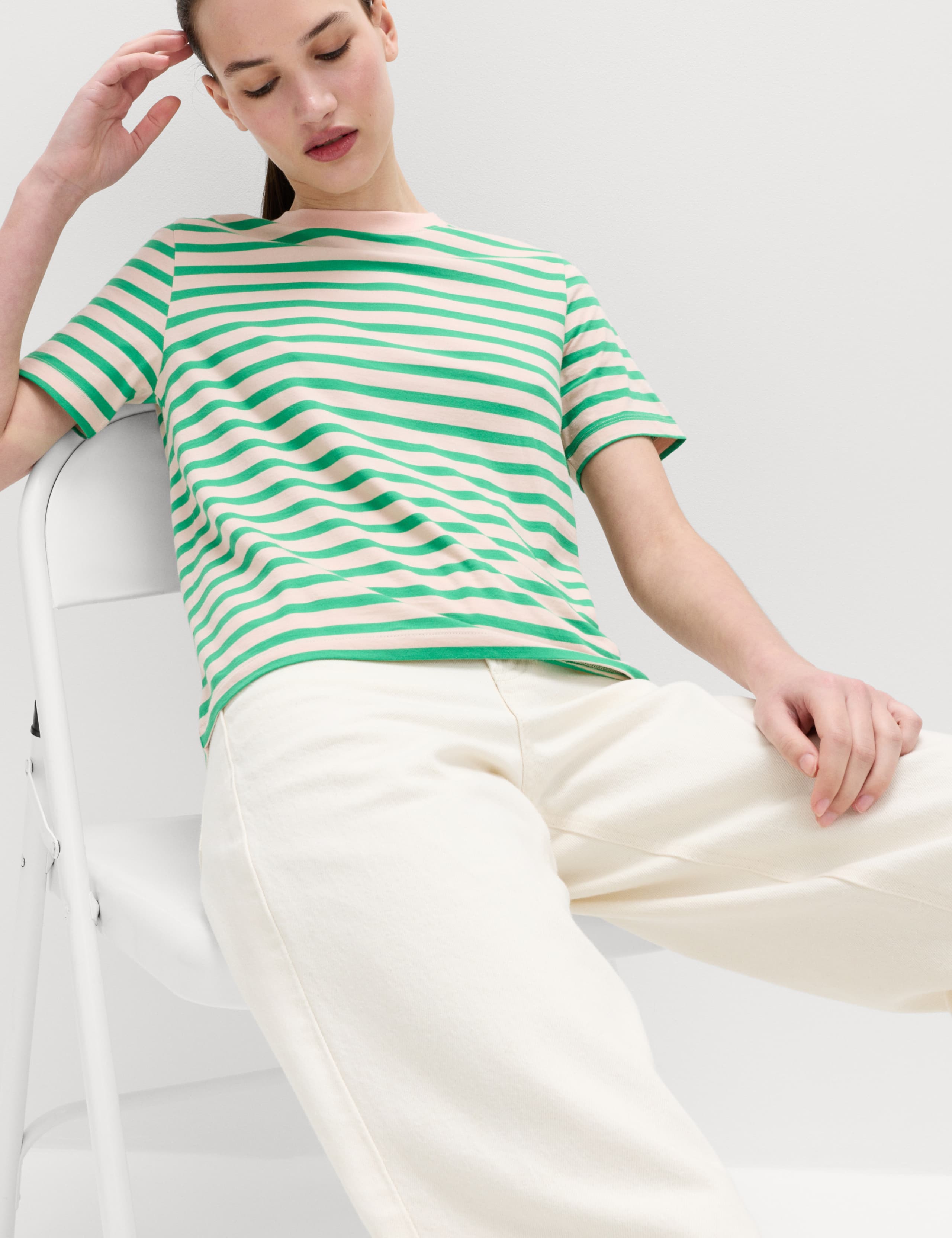Pure Cotton Striped Everyday Fit T-Shirt 1 of 5