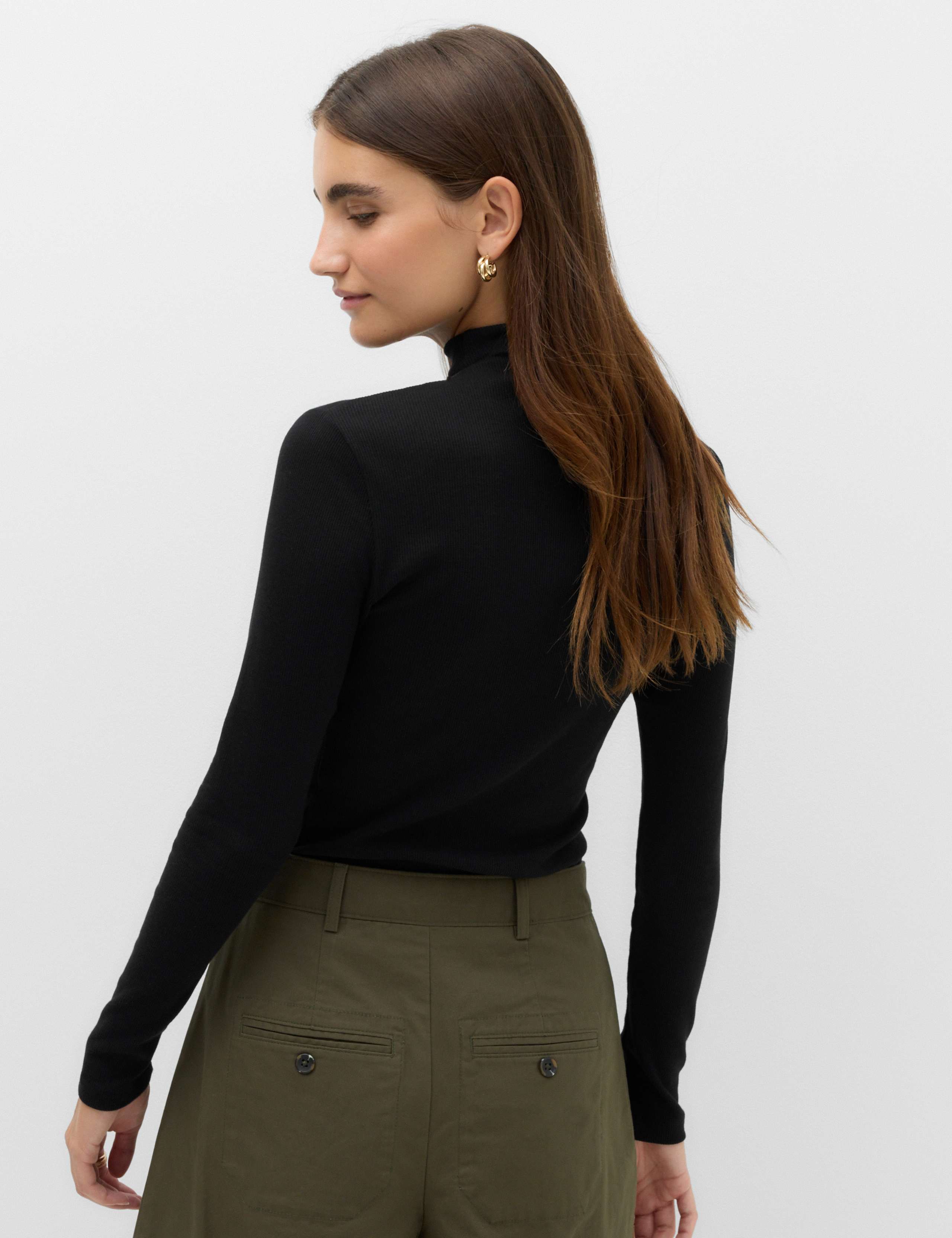 Cotton Rich Ribbed Funnel Neck Top 3 of 6
